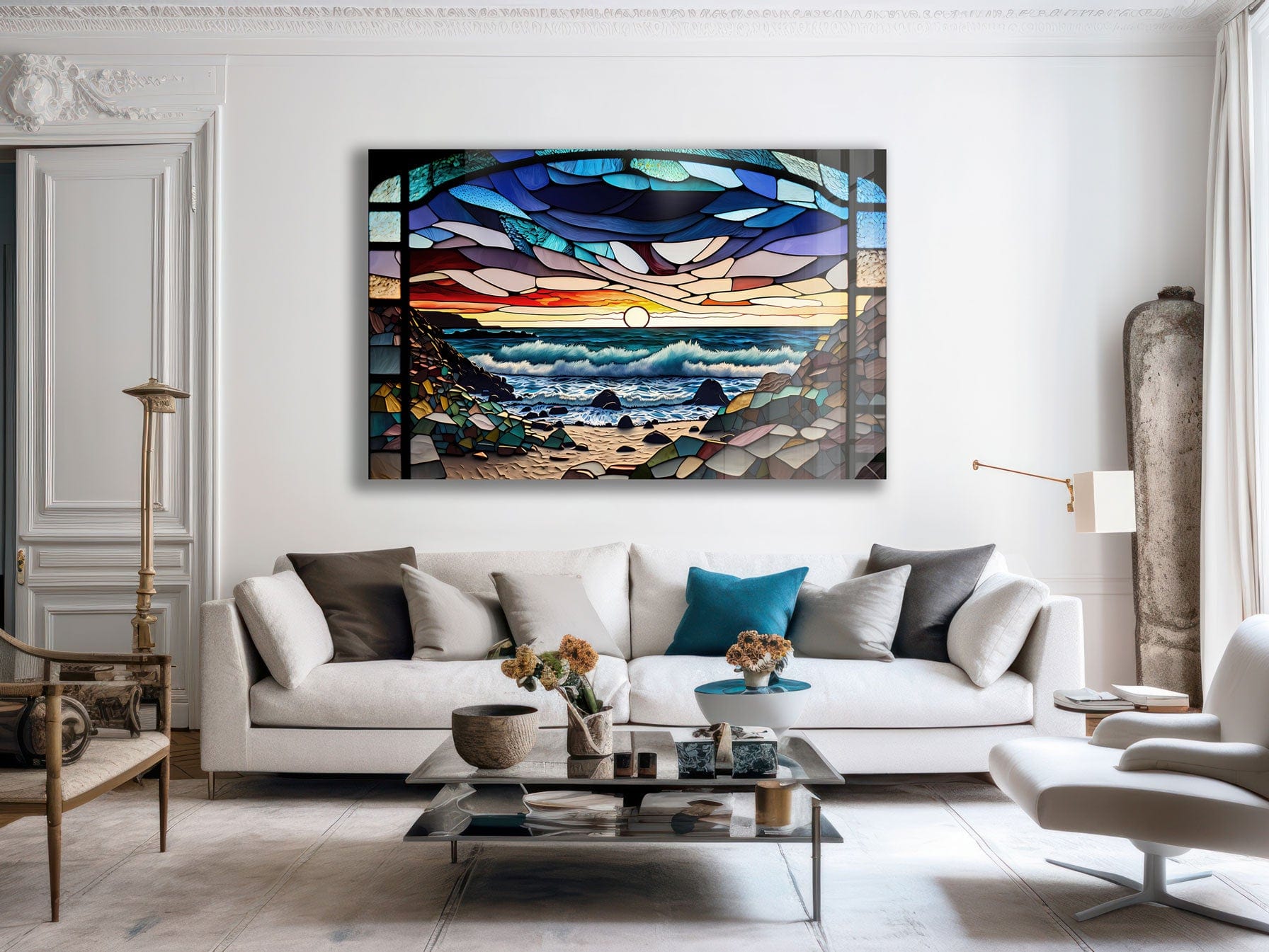 Artronauts Glass Print Abstract Coast Stained Glass Effect