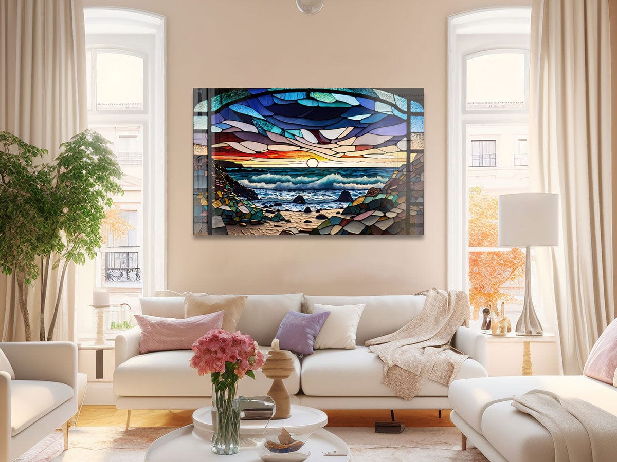 Artronauts Glass Print Abstract Coast Stained Glass Effect