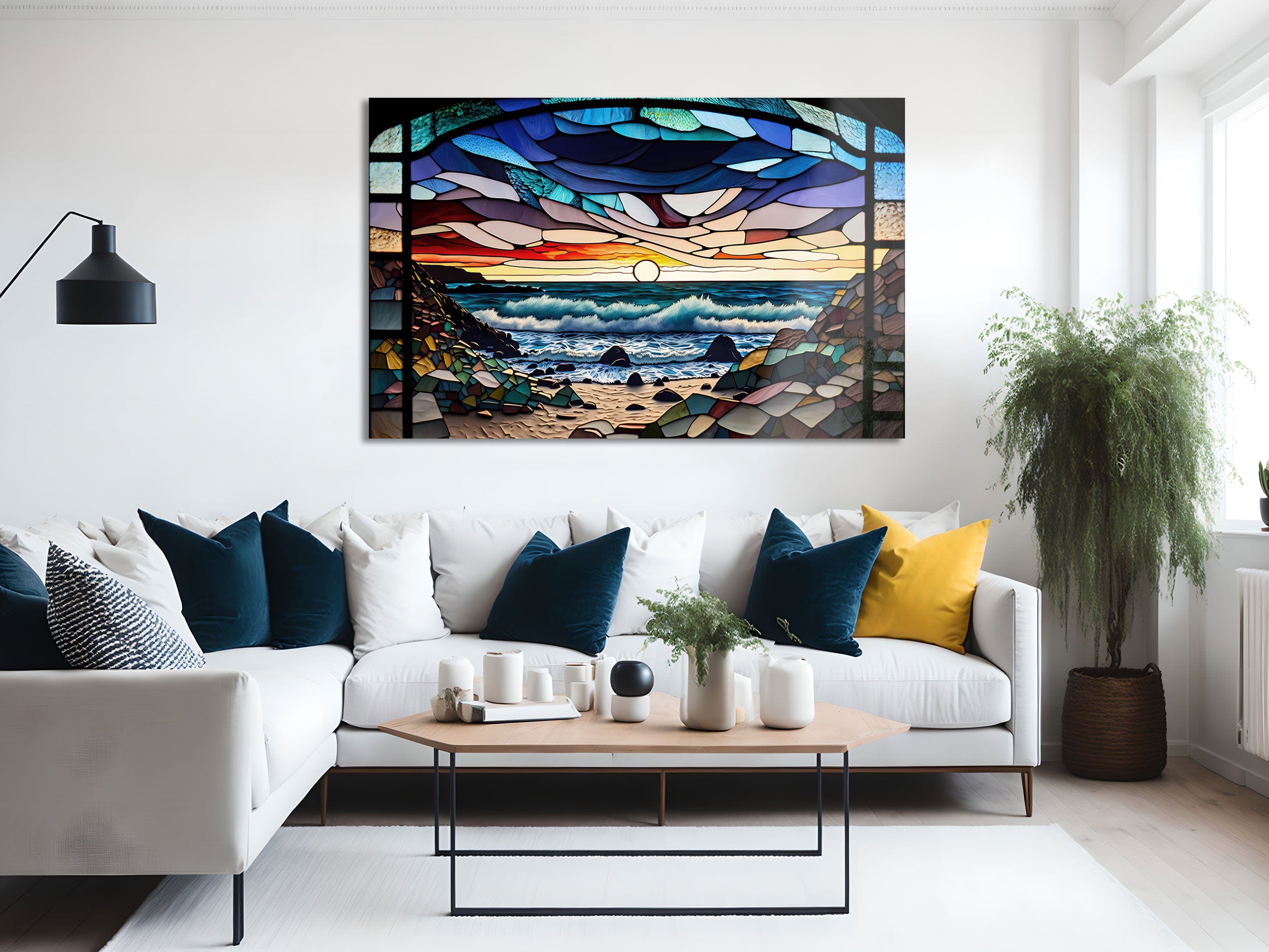 Artronauts Glass Print Abstract Coast Stained Glass Effect