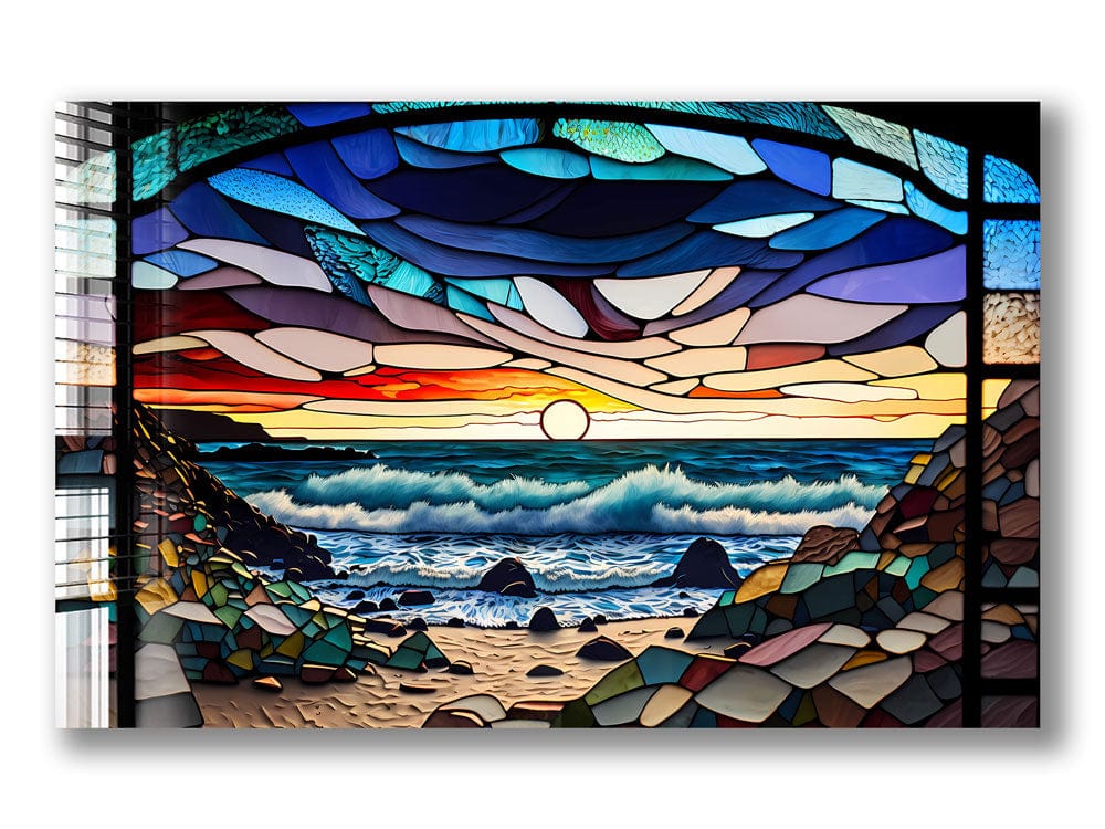 Artronauts Glass Print Abstract Coast Stained Glass Effect