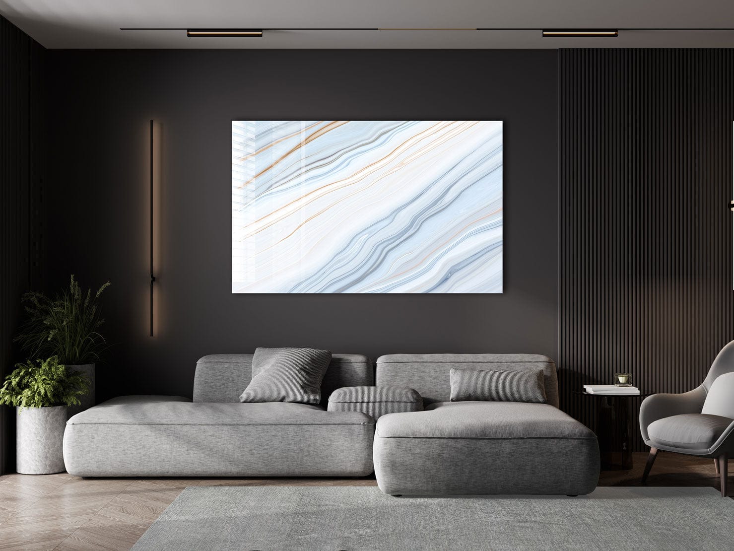 Artronauts Glass Print Light Blue Marble Design