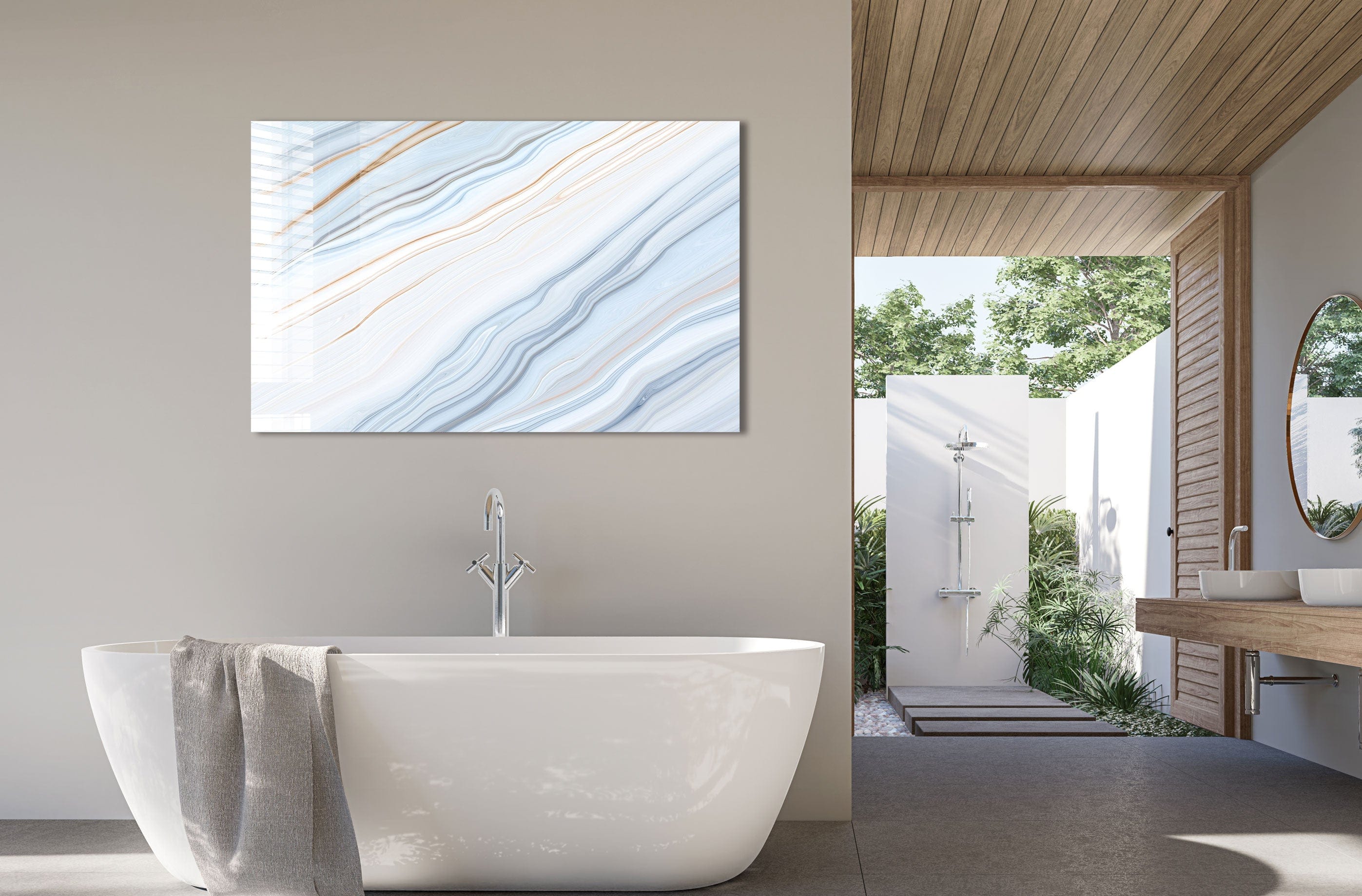Artronauts Glass Print Light Blue Marble Design