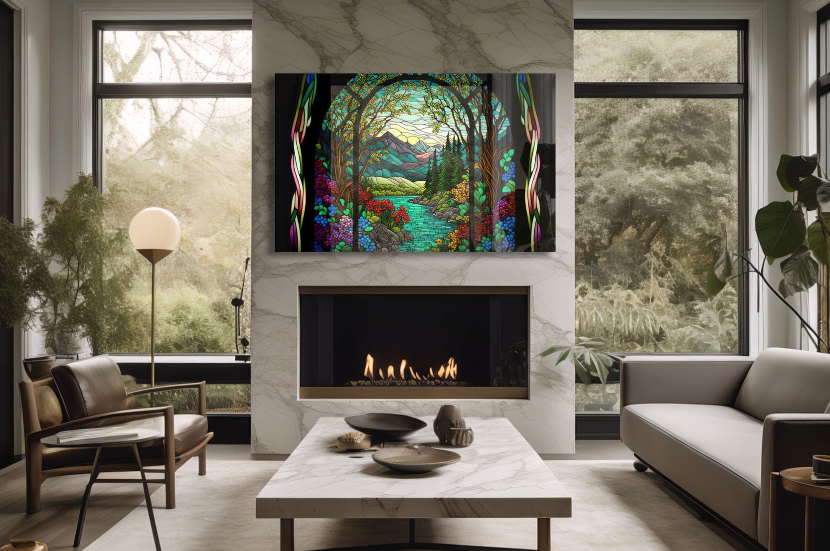 Artronauts Glass Print Nature Stained Glass Effect