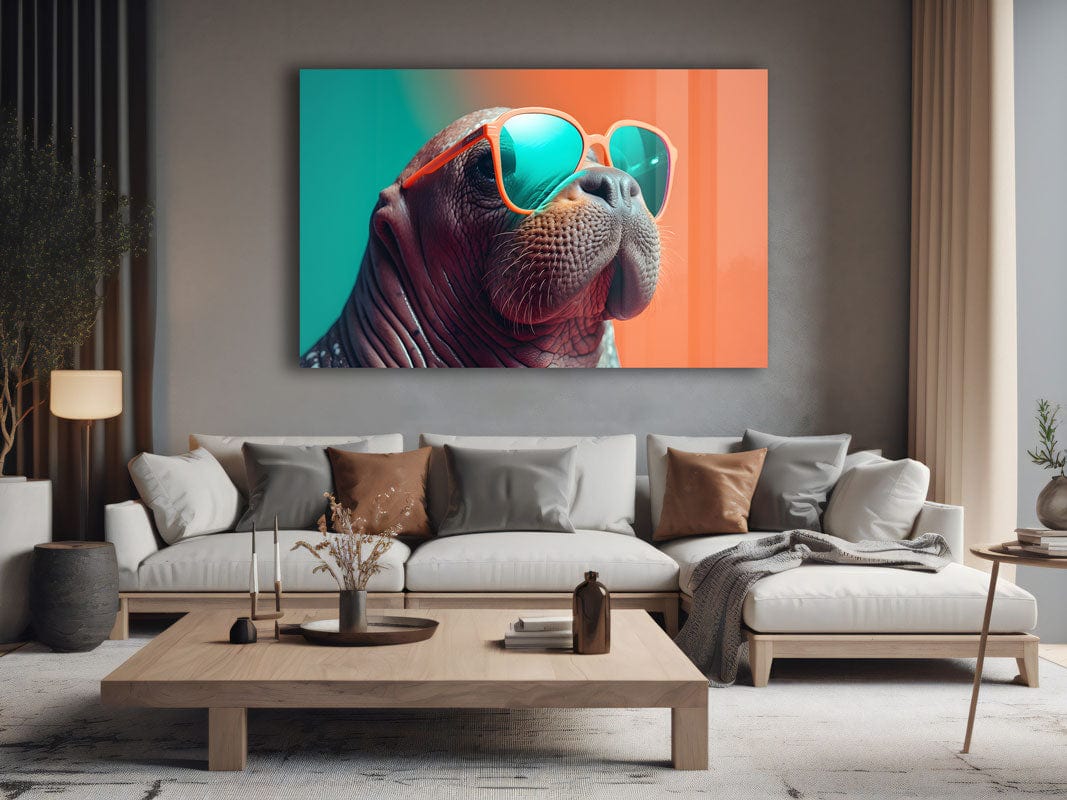 Artronauts Glass Print Cool Walrus