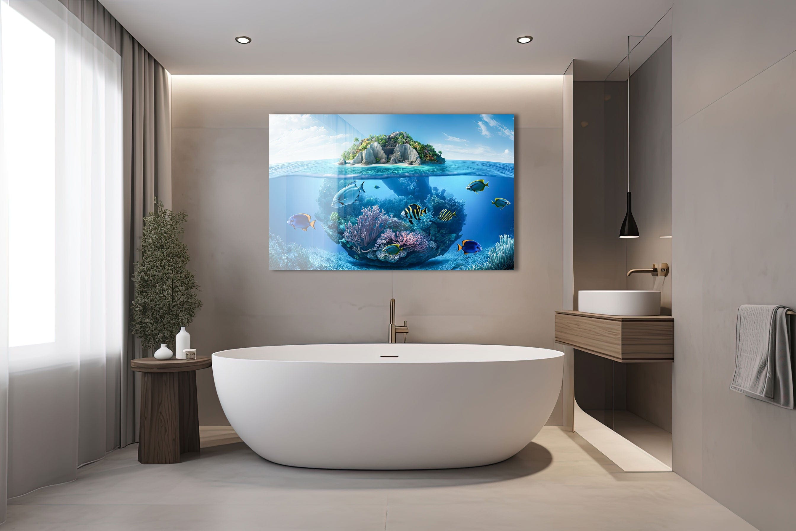 Artronauts Glass Print Tropical Island