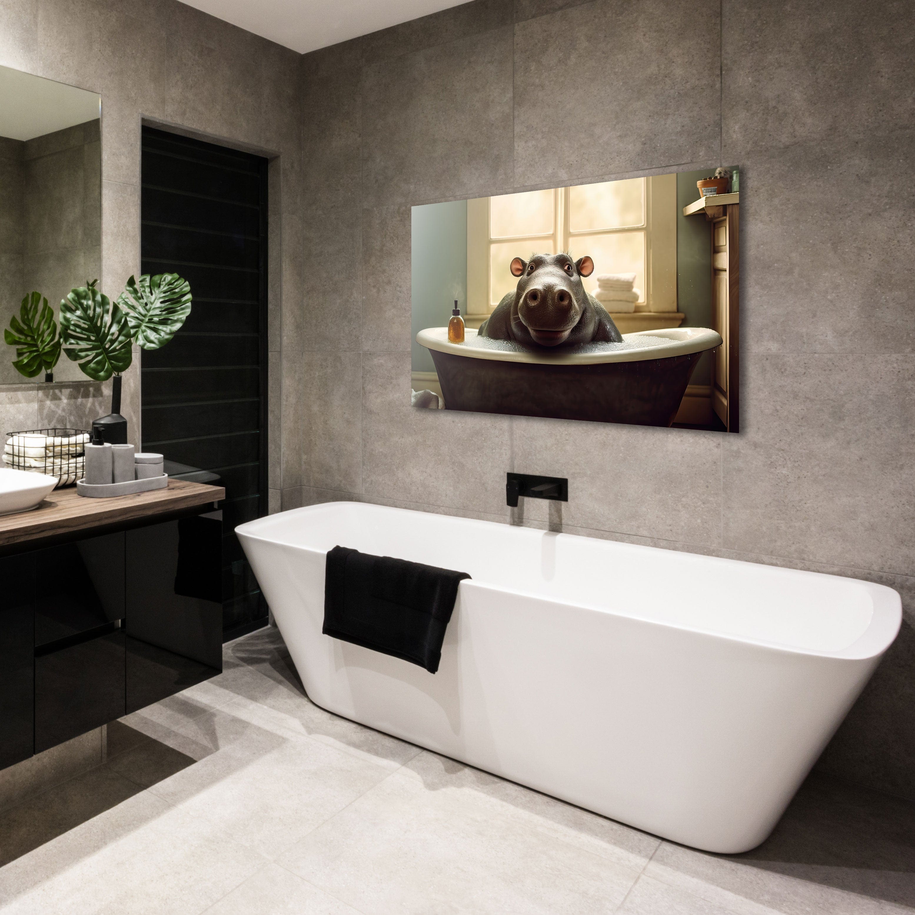 Artronauts Glass Print Bathtub Animal Hippo