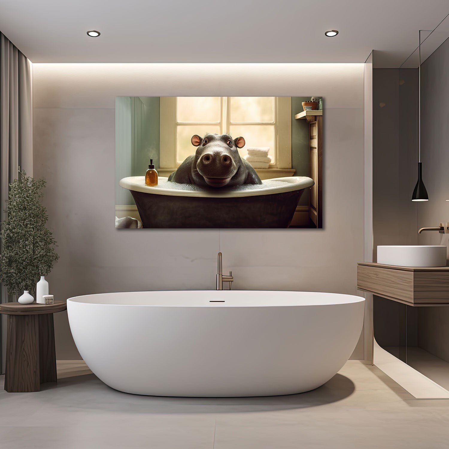 Artronauts Glass Print Bathtub Animal Hippo