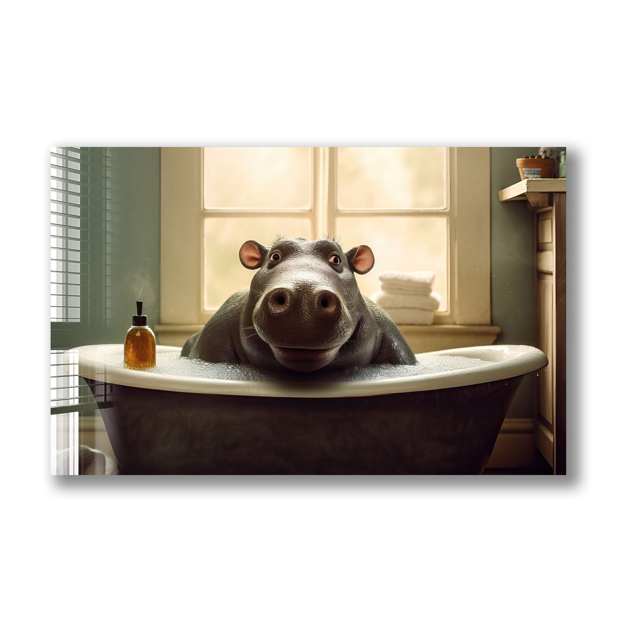 Artronauts Glass Print Bathtub Animal Hippo