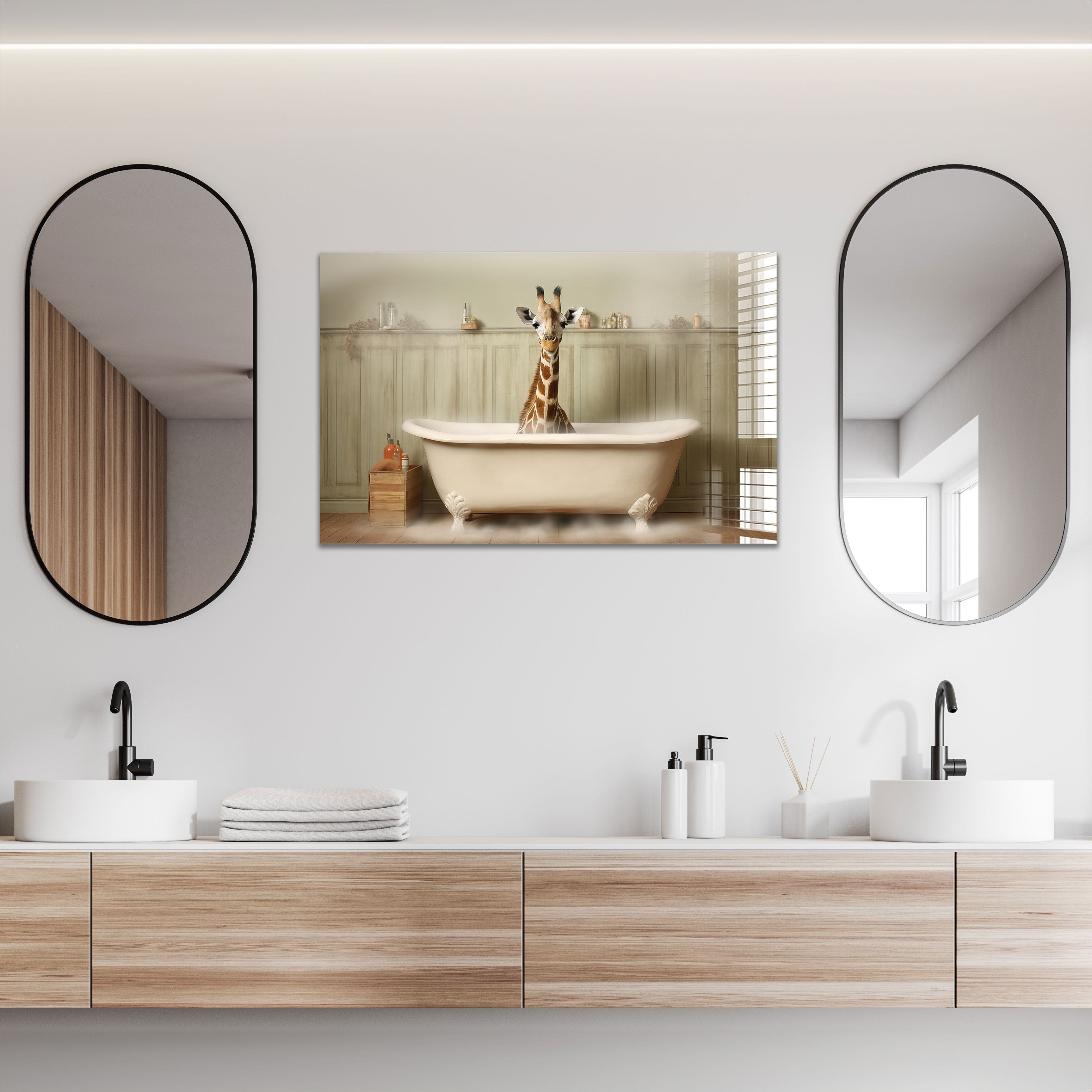 Artronauts Art Glass Print Bathtub Animal Giraffe II