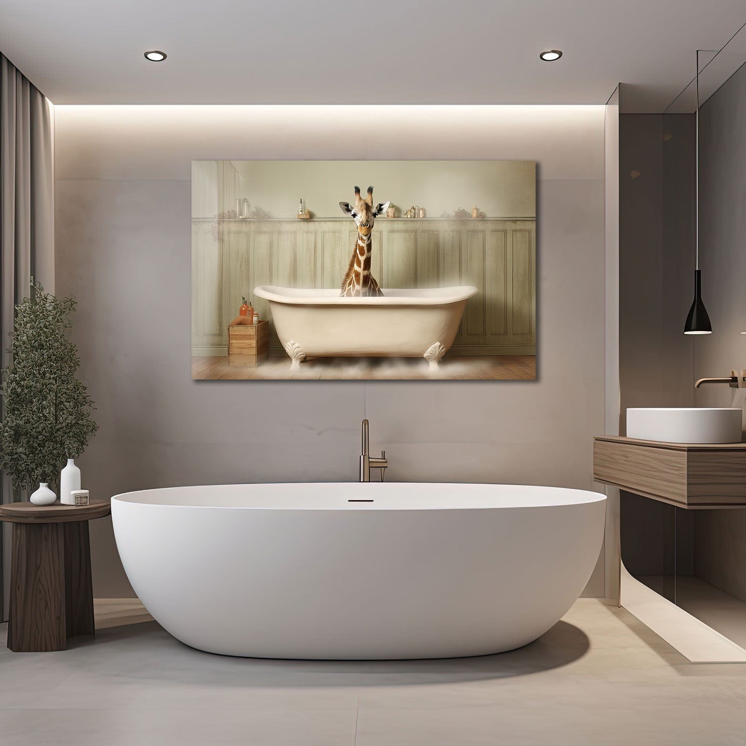 Artronauts Art Glass Print Bathtub Animal Giraffe II