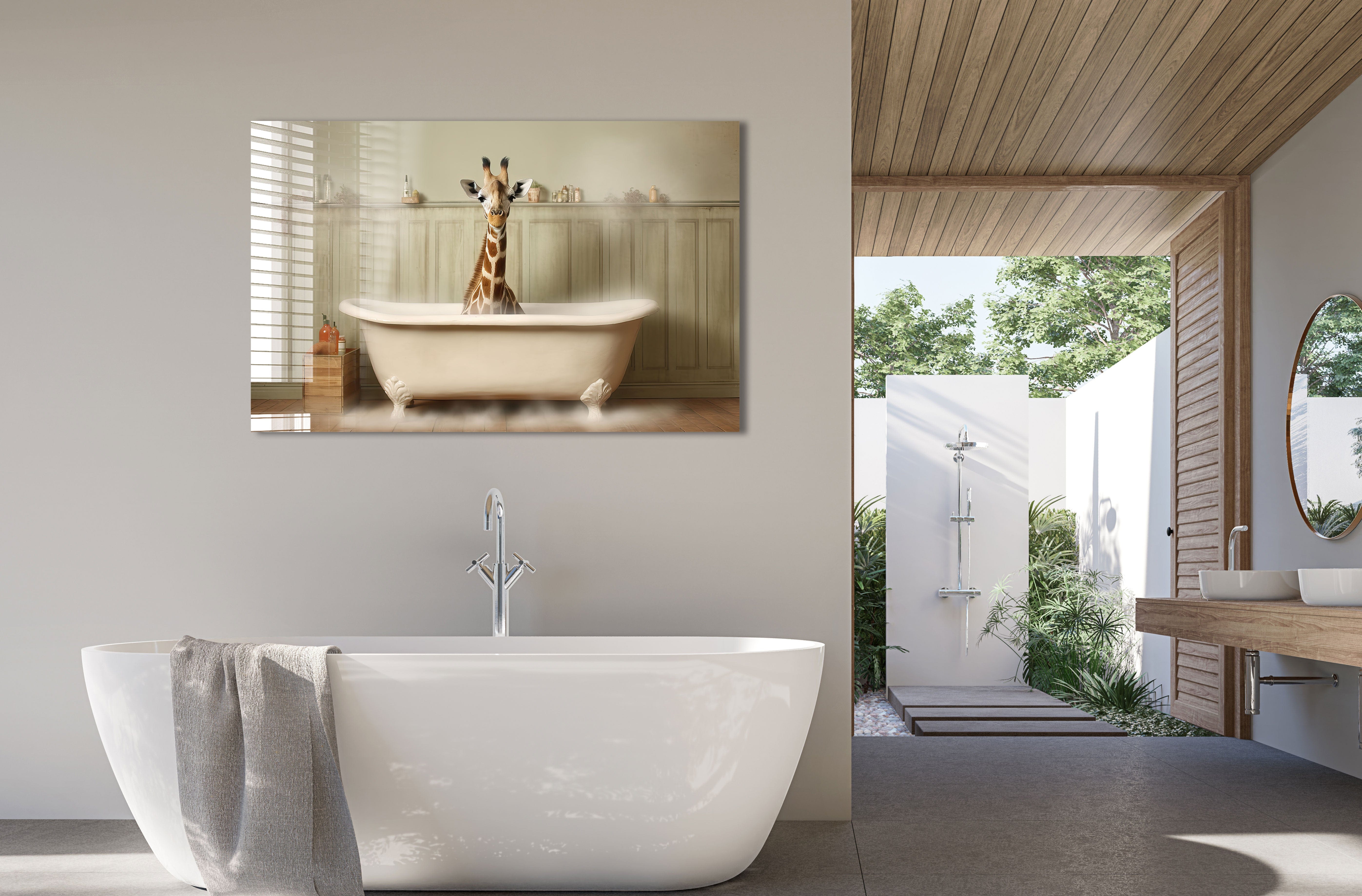 Artronauts Art Glass Print Bathtub Animal Giraffe II