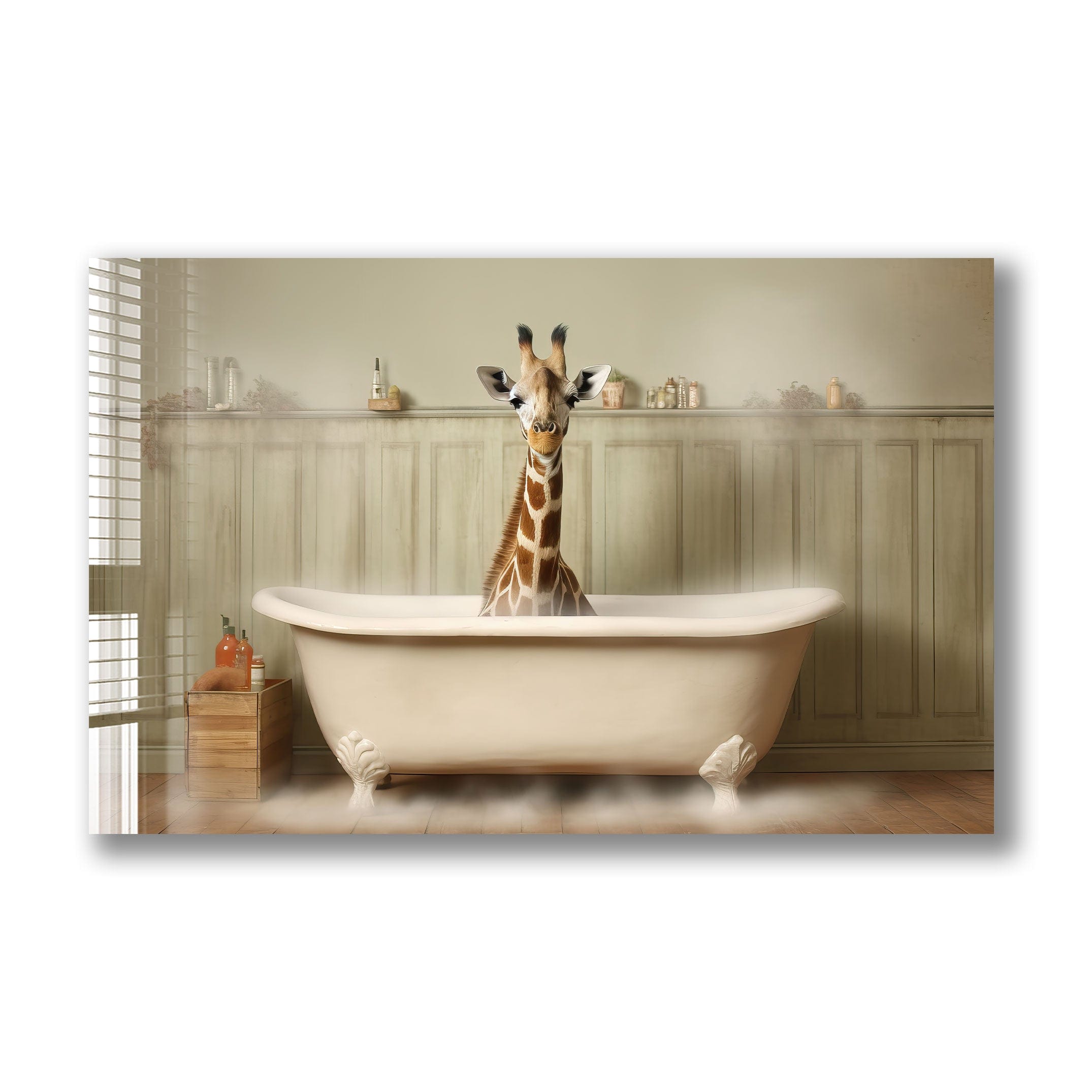 Artronauts Art Glass Print Bathtub Animal Giraffe II