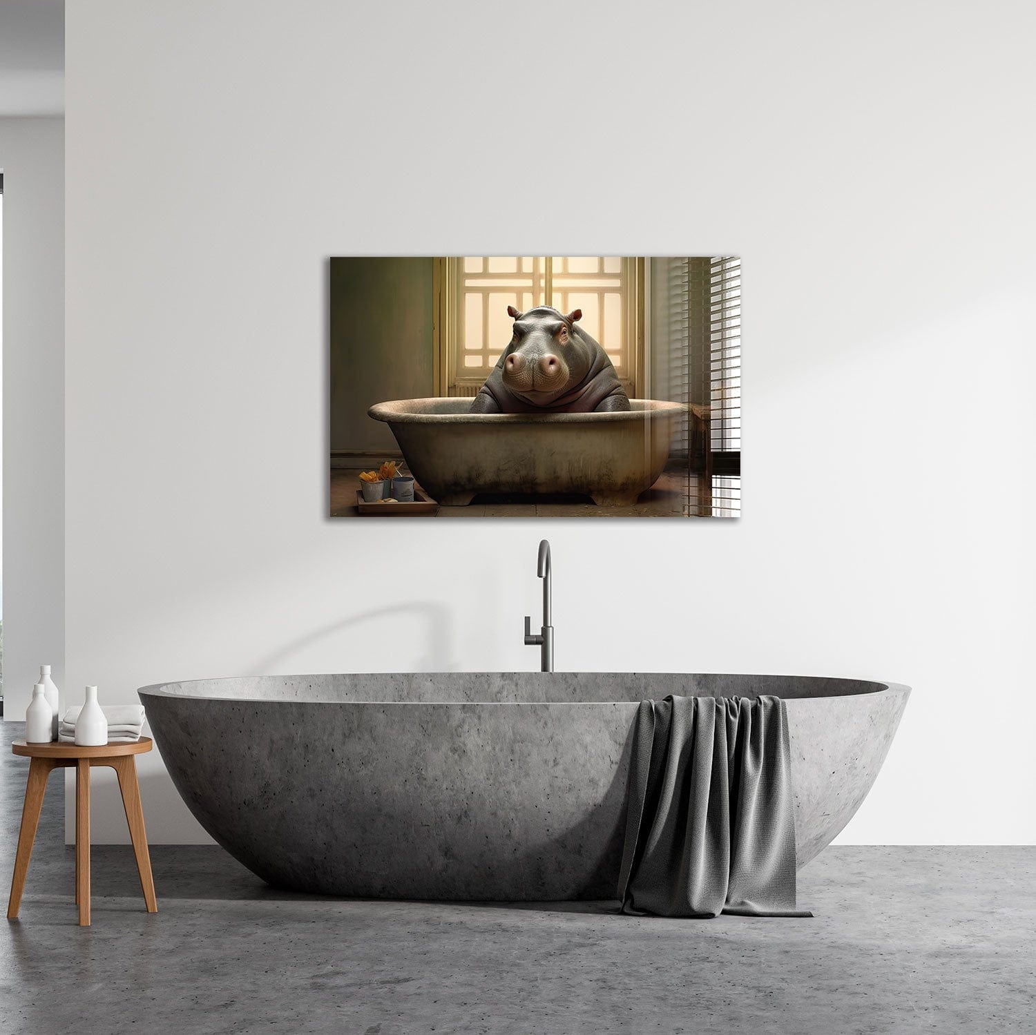 Artronauts Art Glass Print Bathtub Animal Hippo II