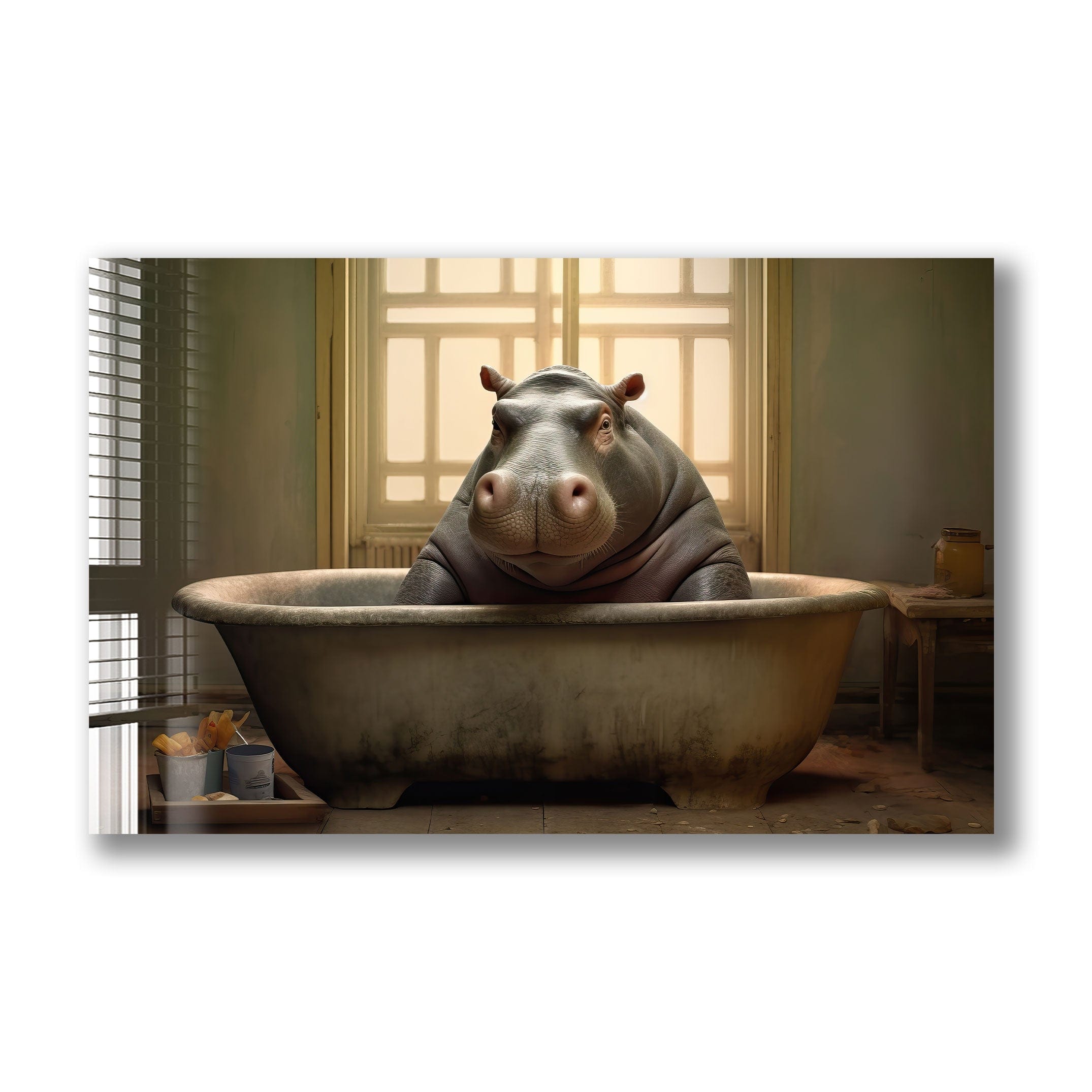 Artronauts Art Glass Print Bathtub Animal Hippo II