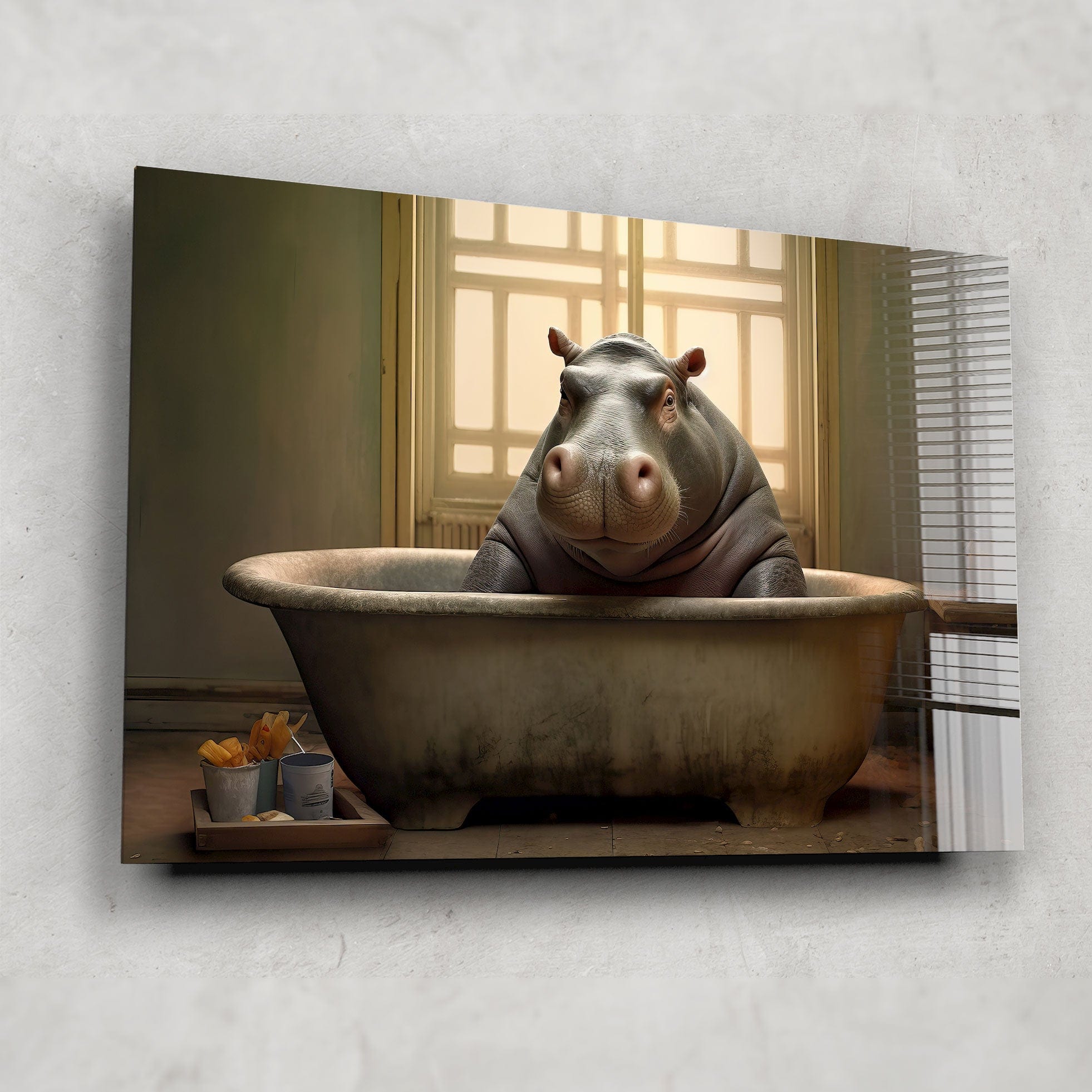 Artronauts Art Glass Print Bathtub Animal Hippo II