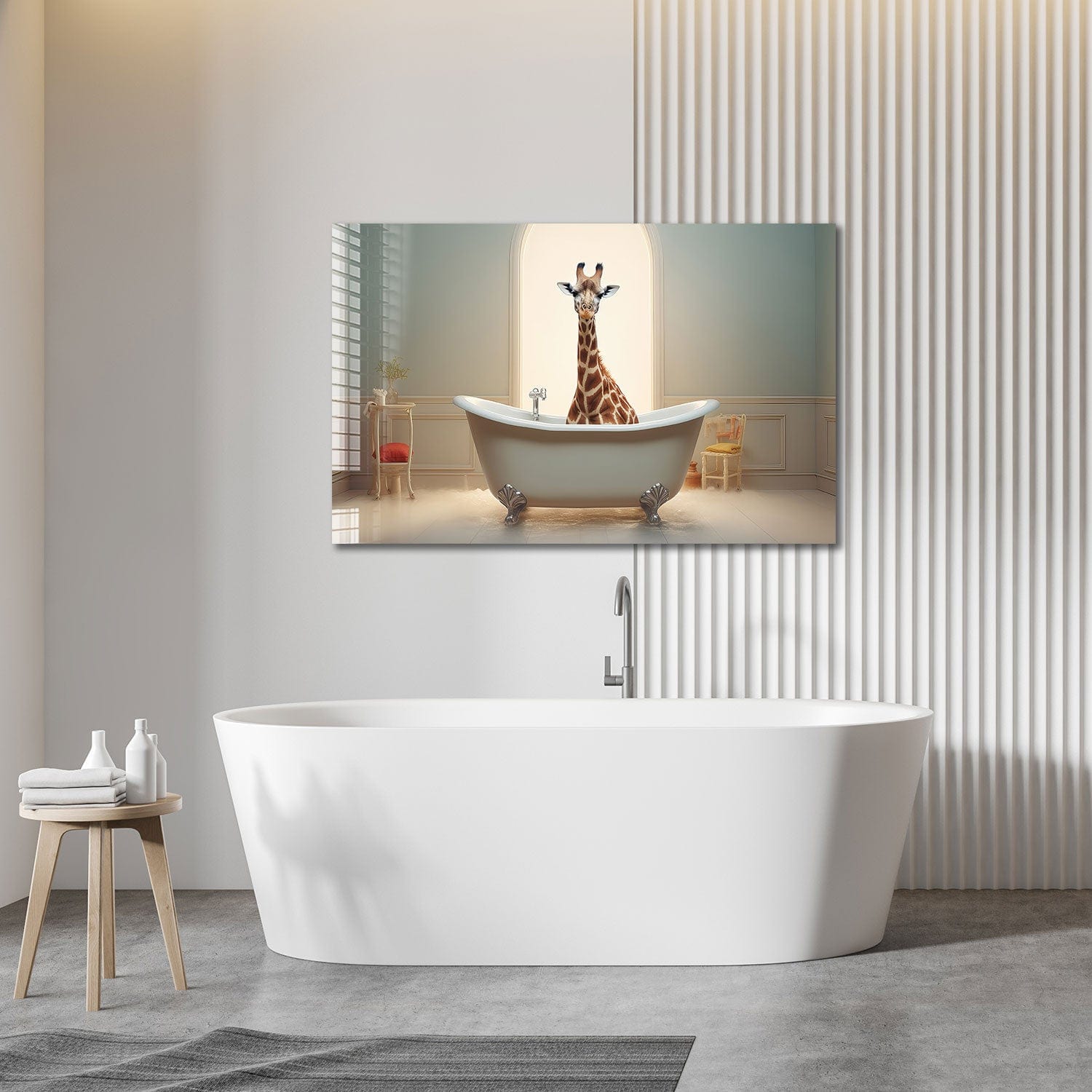 Artronauts Glass Print Bathtub Animal Giraffe III