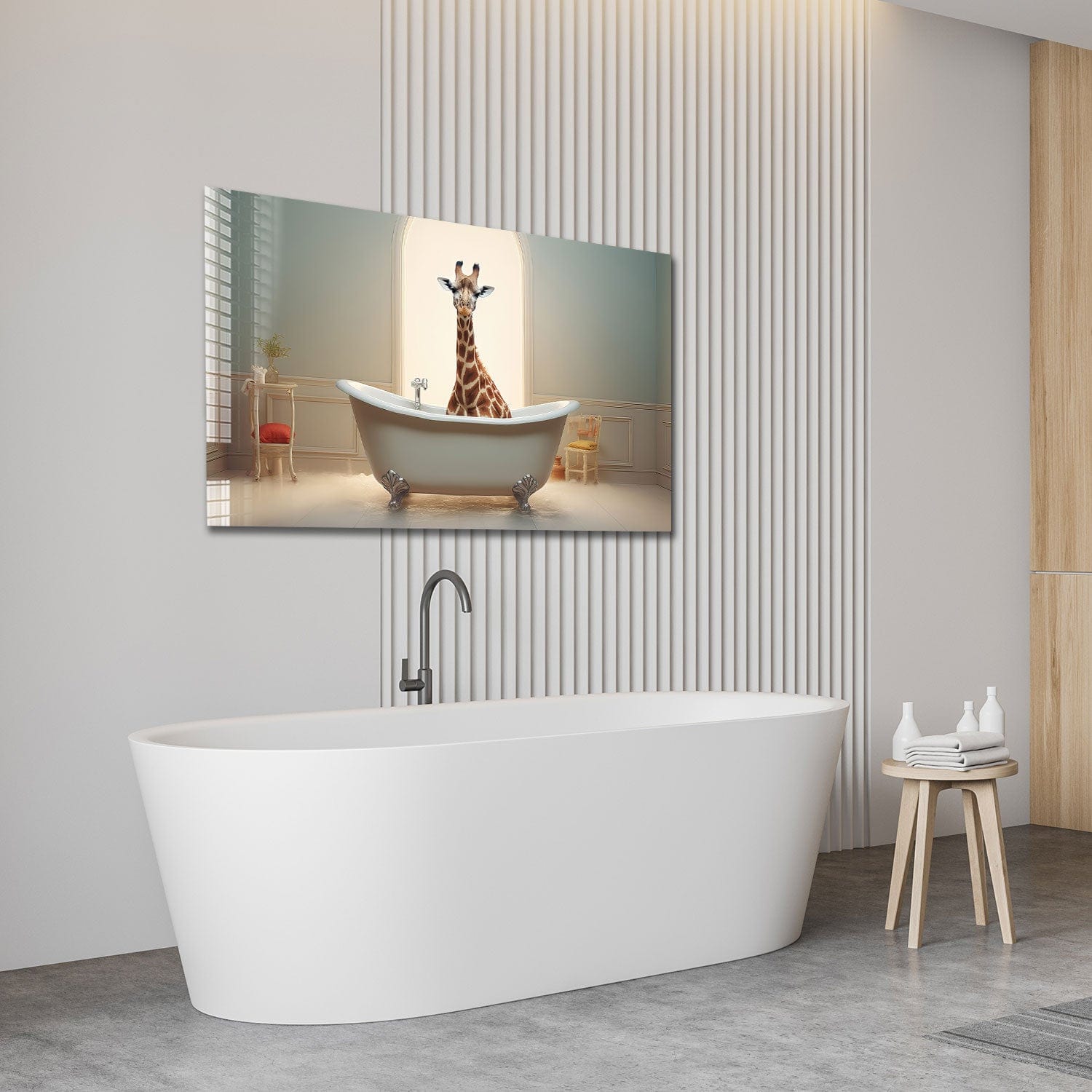 Artronauts Glass Print Bathtub Animal Giraffe III