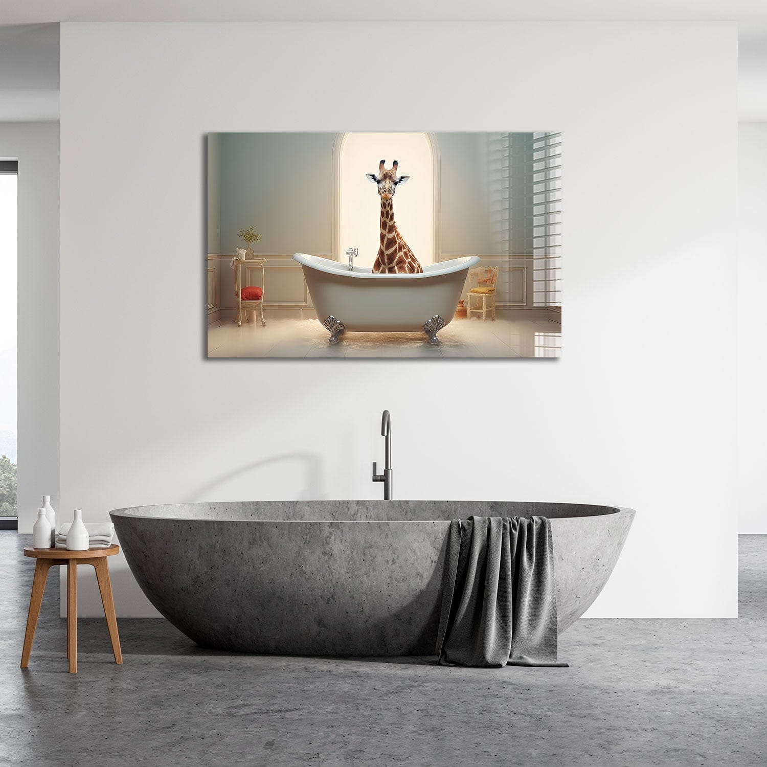 Artronauts Glass Print Bathtub Animal Giraffe III