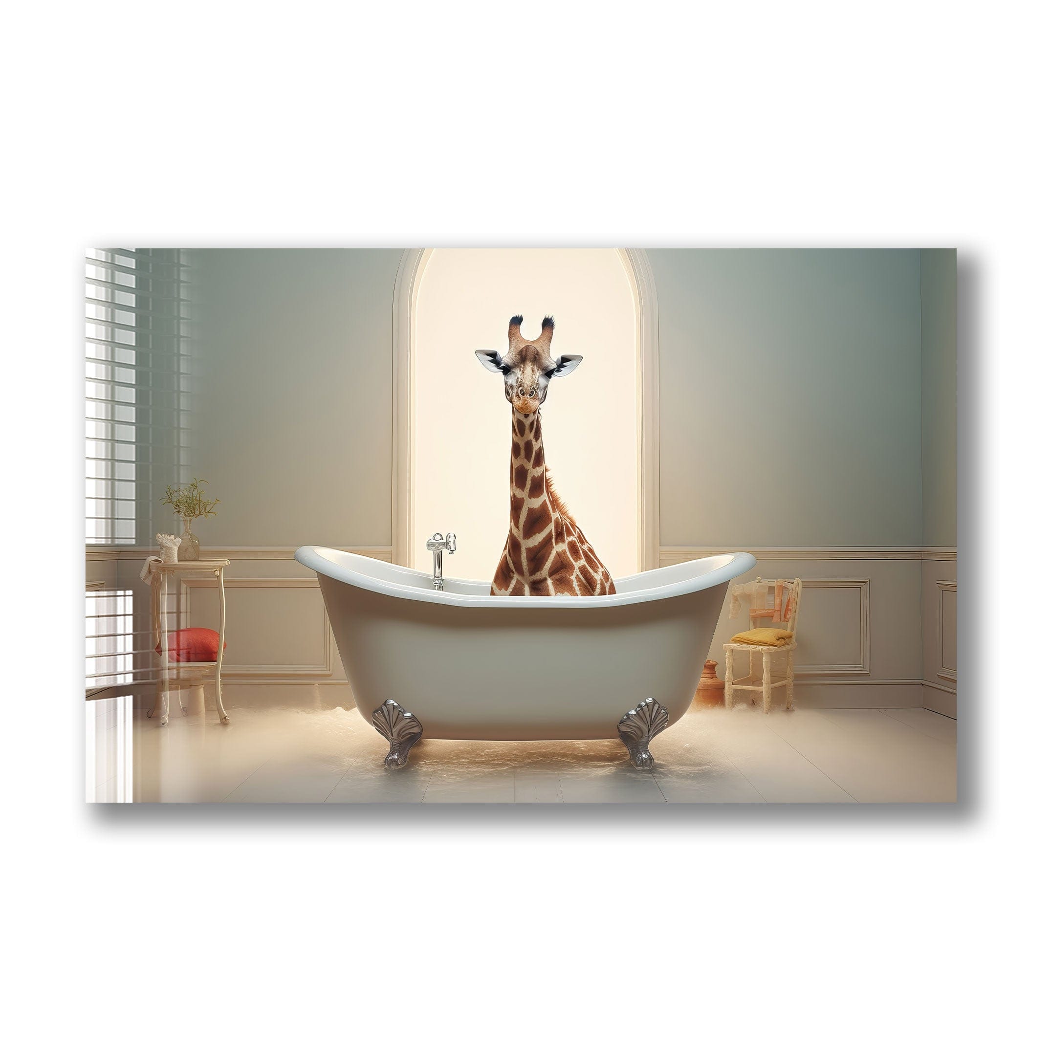 Artronauts Glass Print Bathtub Animal Giraffe III