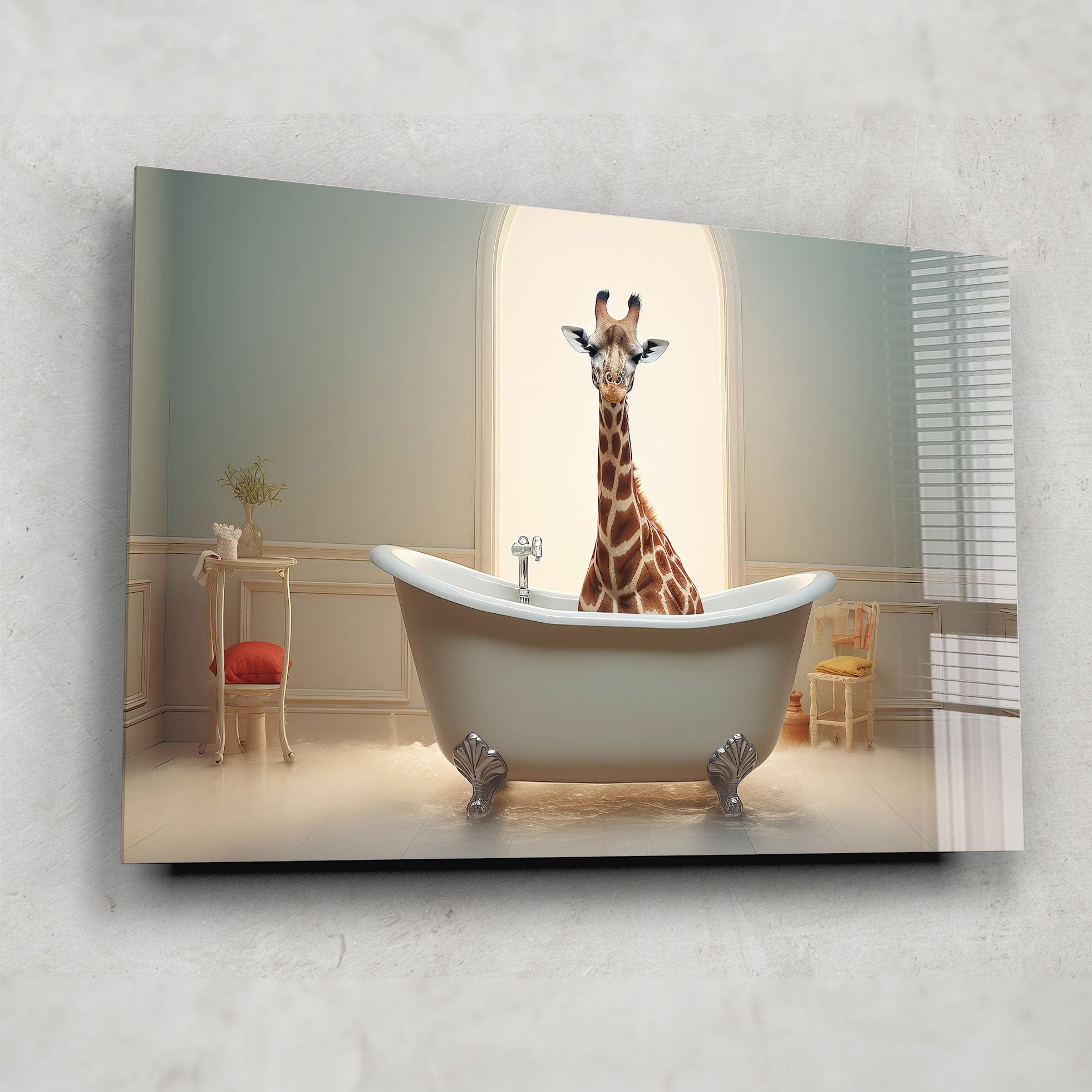 Artronauts Glass Print Bathtub Animal Giraffe III