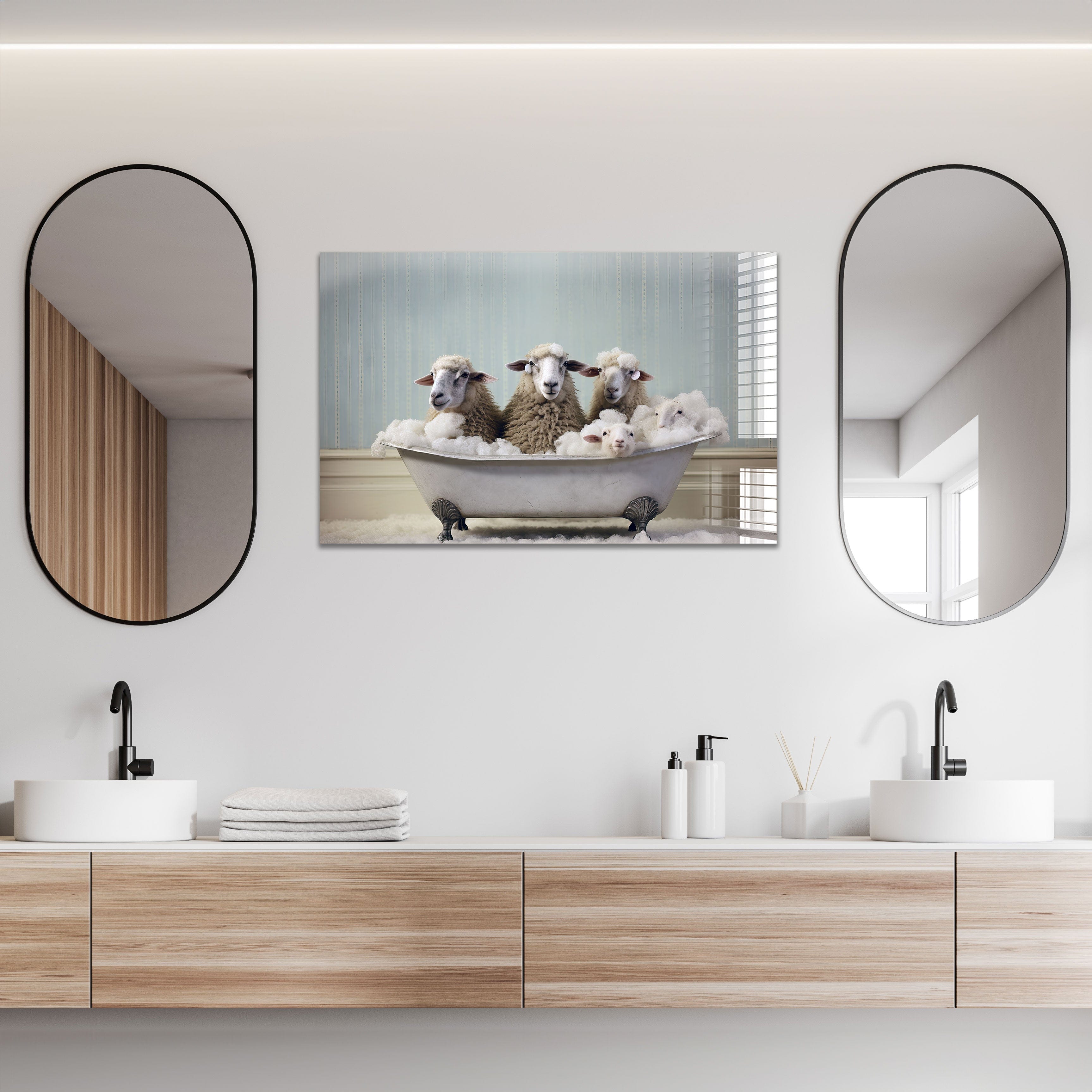 Artronauts Glass Print Bathtub Animal Sheep Gang