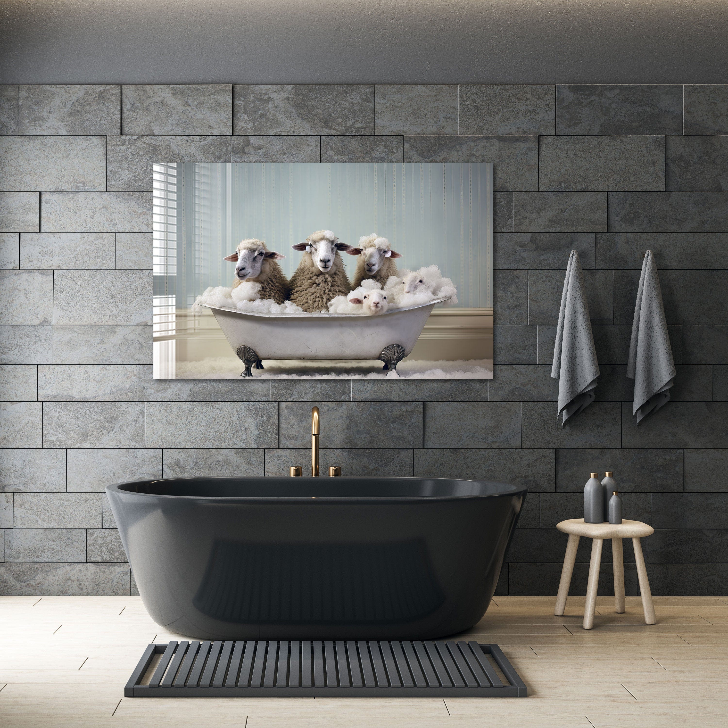 Artronauts Glass Print Bathtub Animal Sheep Gang