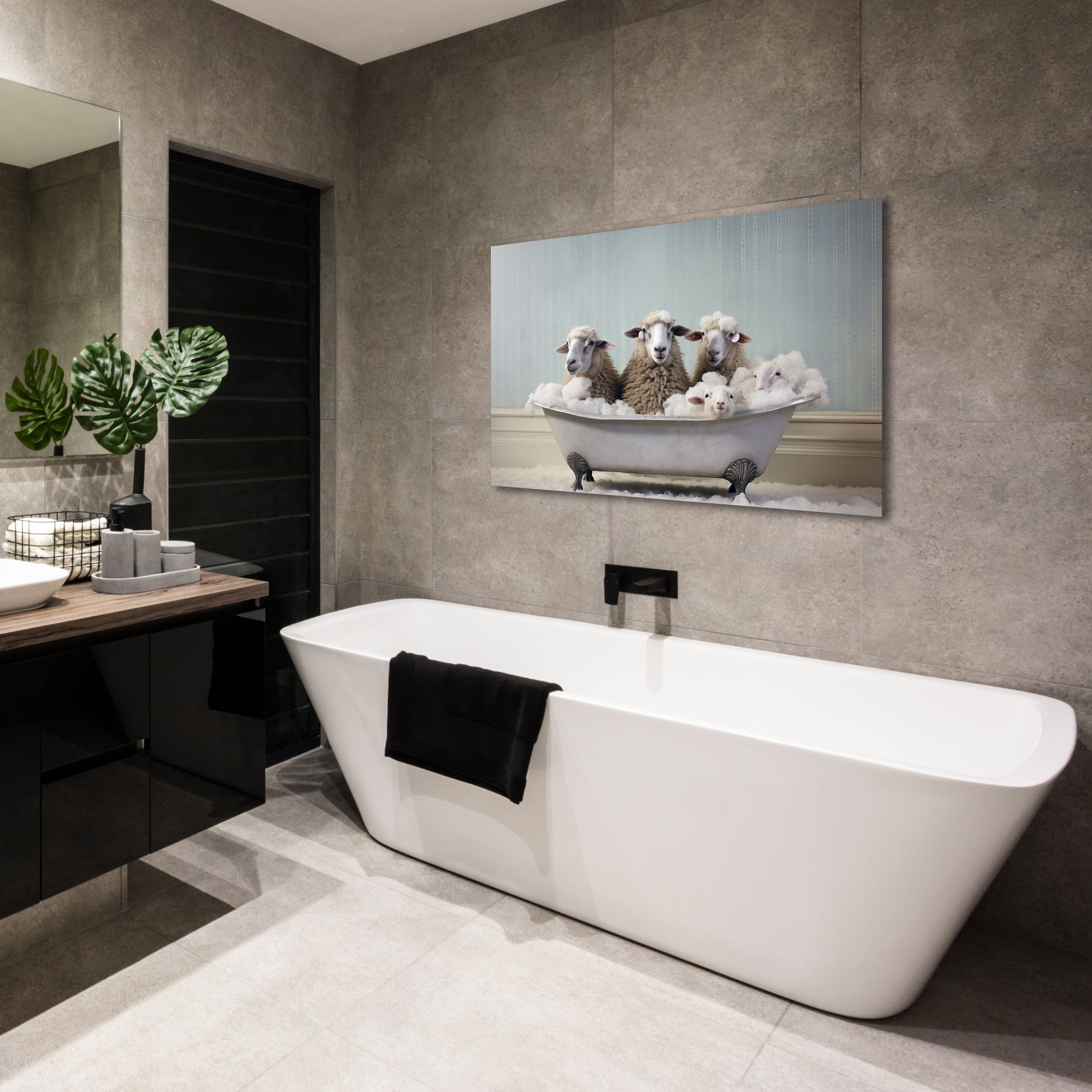 Artronauts Glass Print Bathtub Animal Sheep Gang