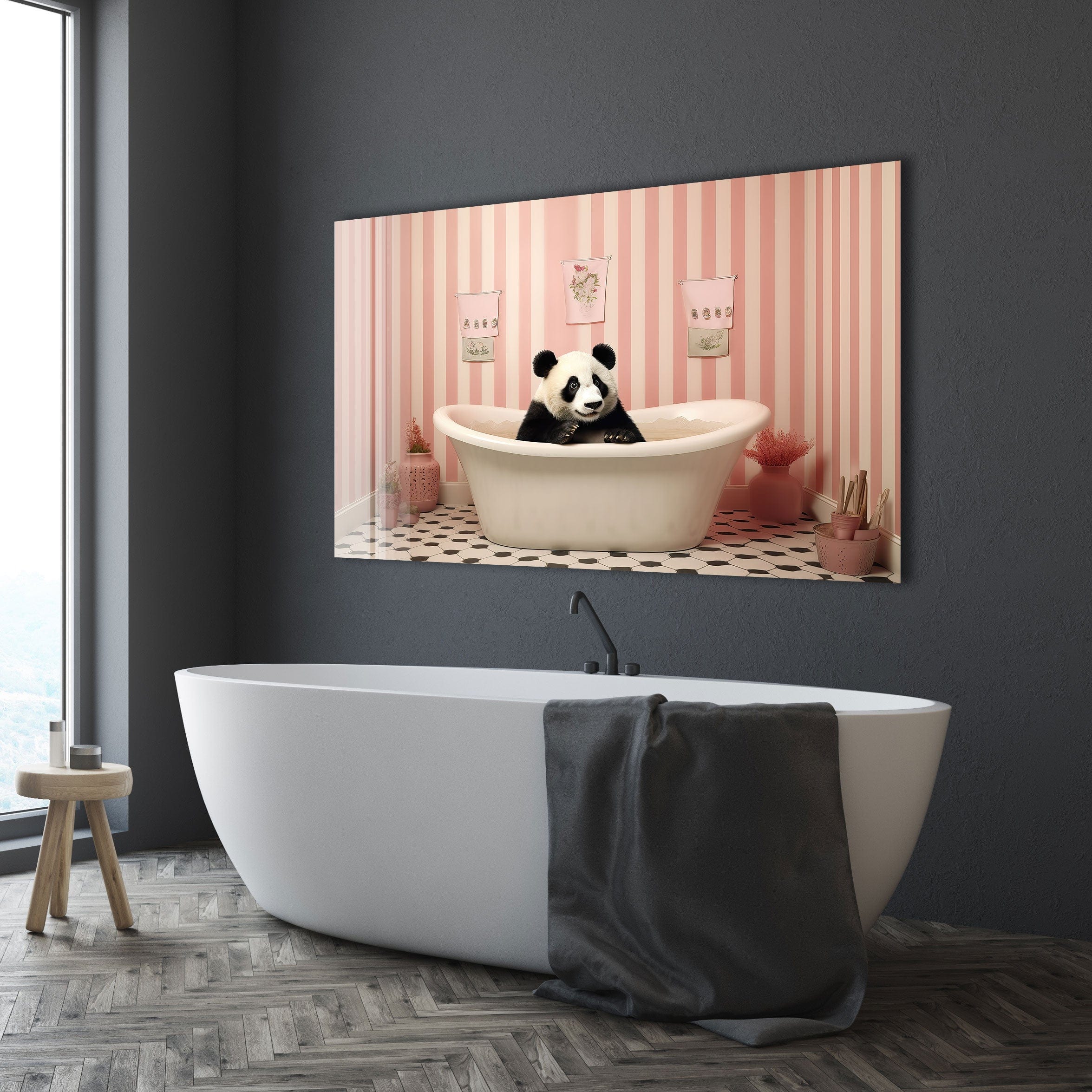 Artronauts Glass Print Bathtub Animal Panda