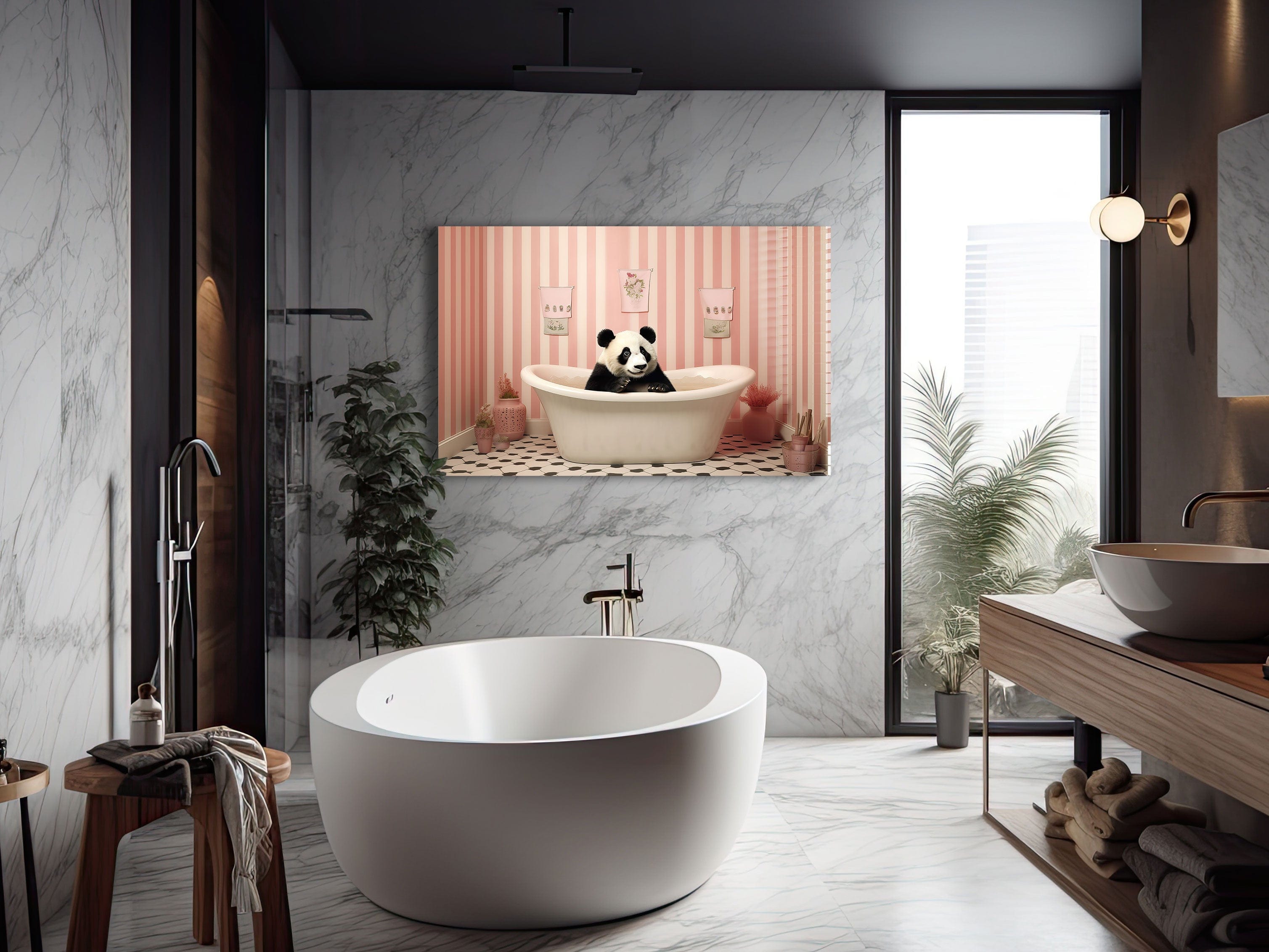 Artronauts Glass Print Bathtub Animal Panda