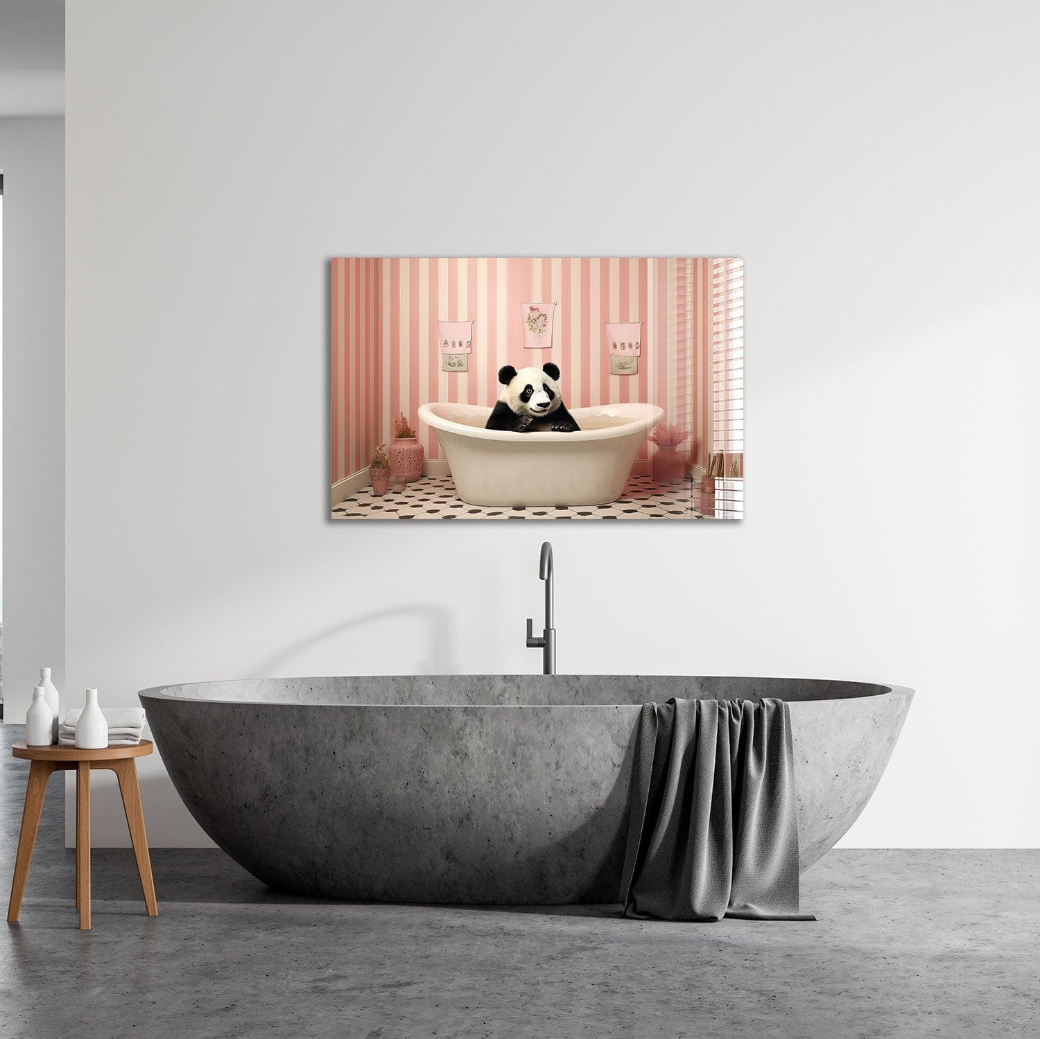 Artronauts Glass Print Bathtub Animal Panda