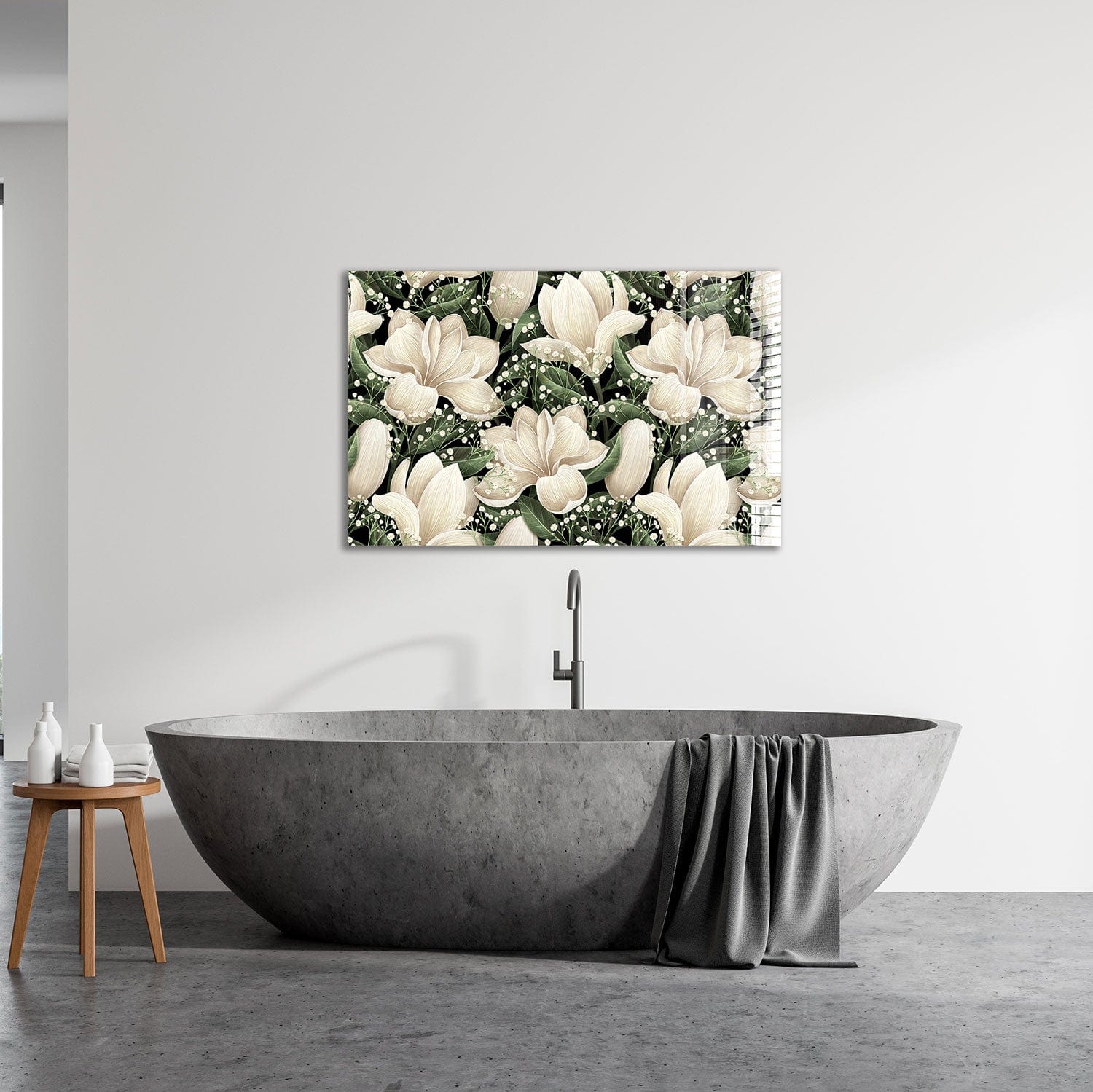 Artronauts Glass Print White Flowery