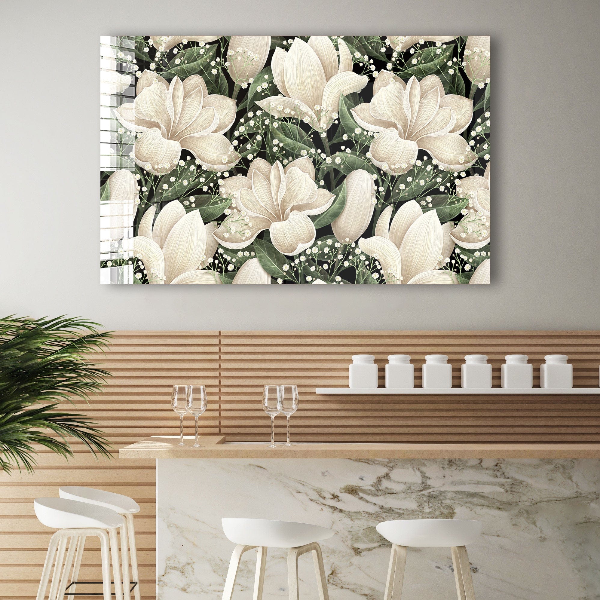 Artronauts Glass Print White Flowery