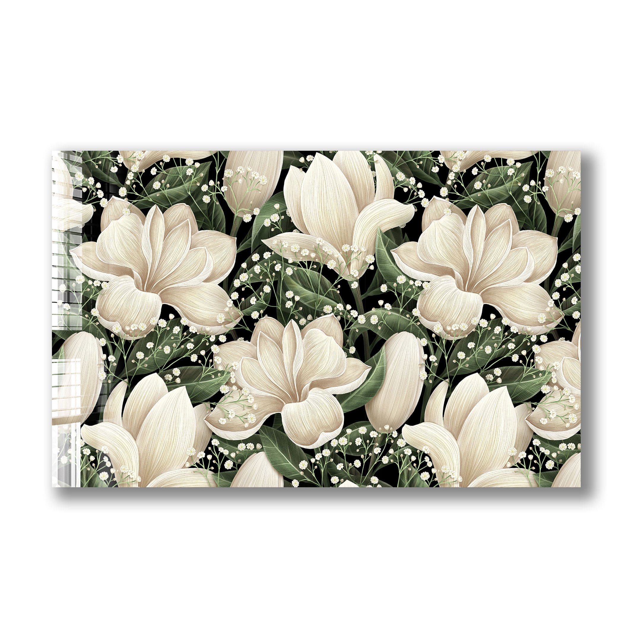 Artronauts Glass Print White Flowery