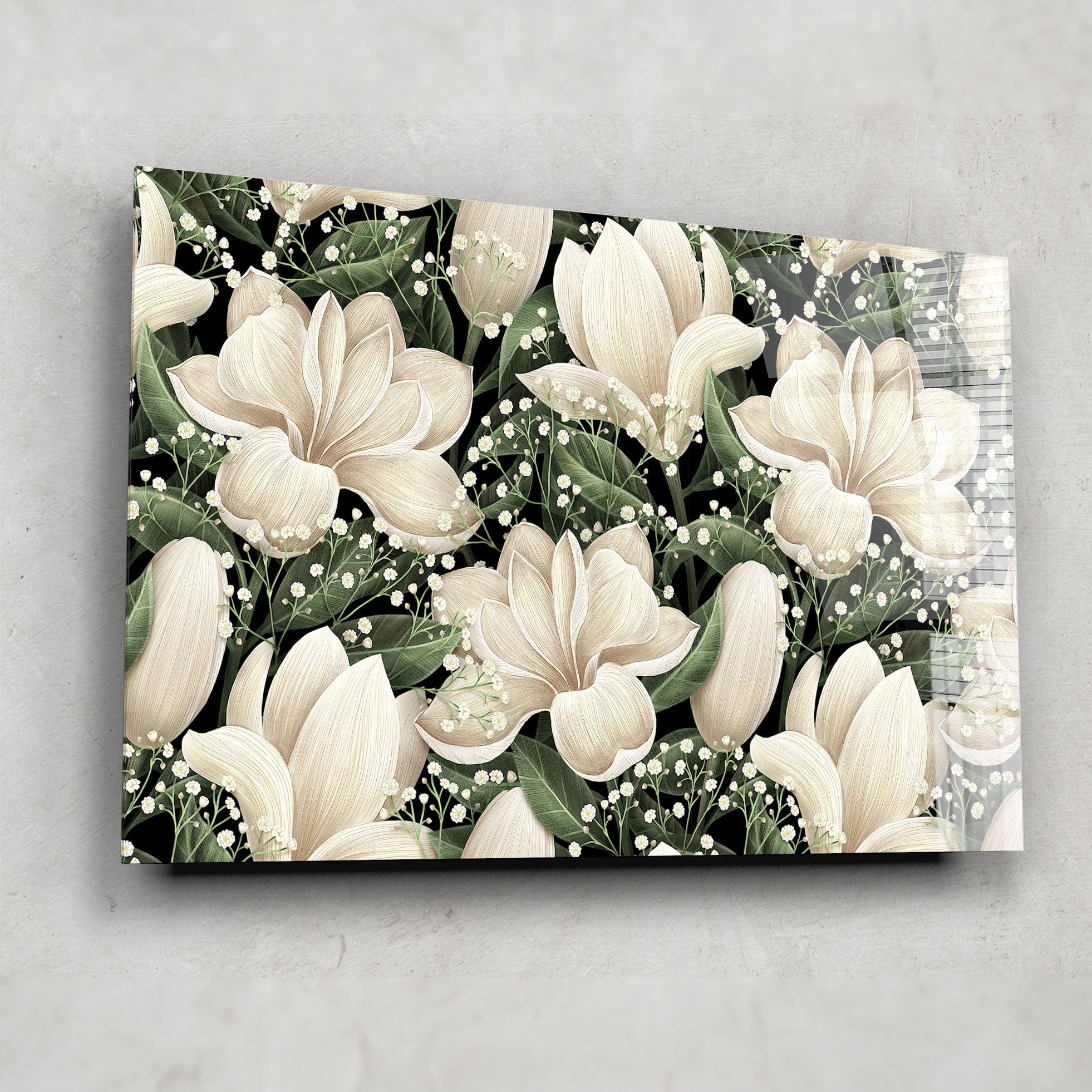 Artronauts Glass Print White Flowery
