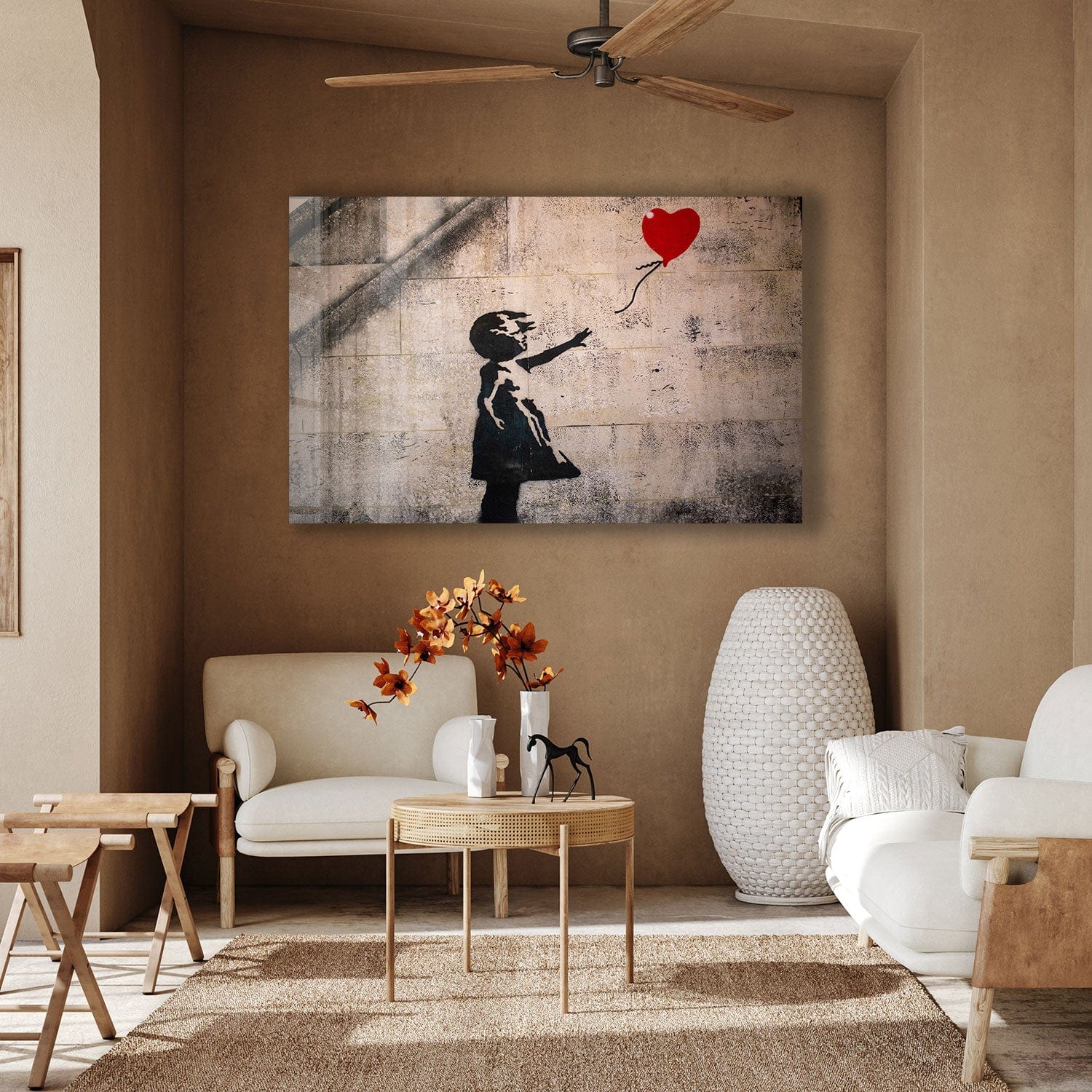 Artronauts Glass Print Girl with Balloon - Banksy