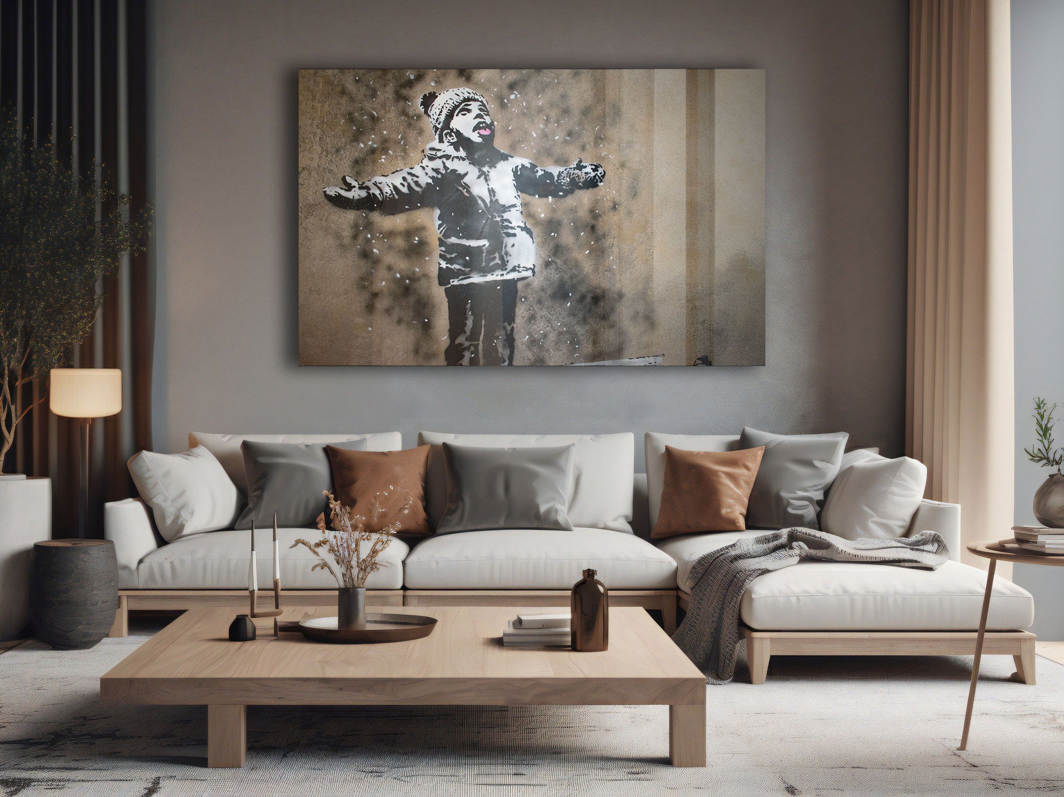 Artronauts Glass Print Season's Greetings - Banksy