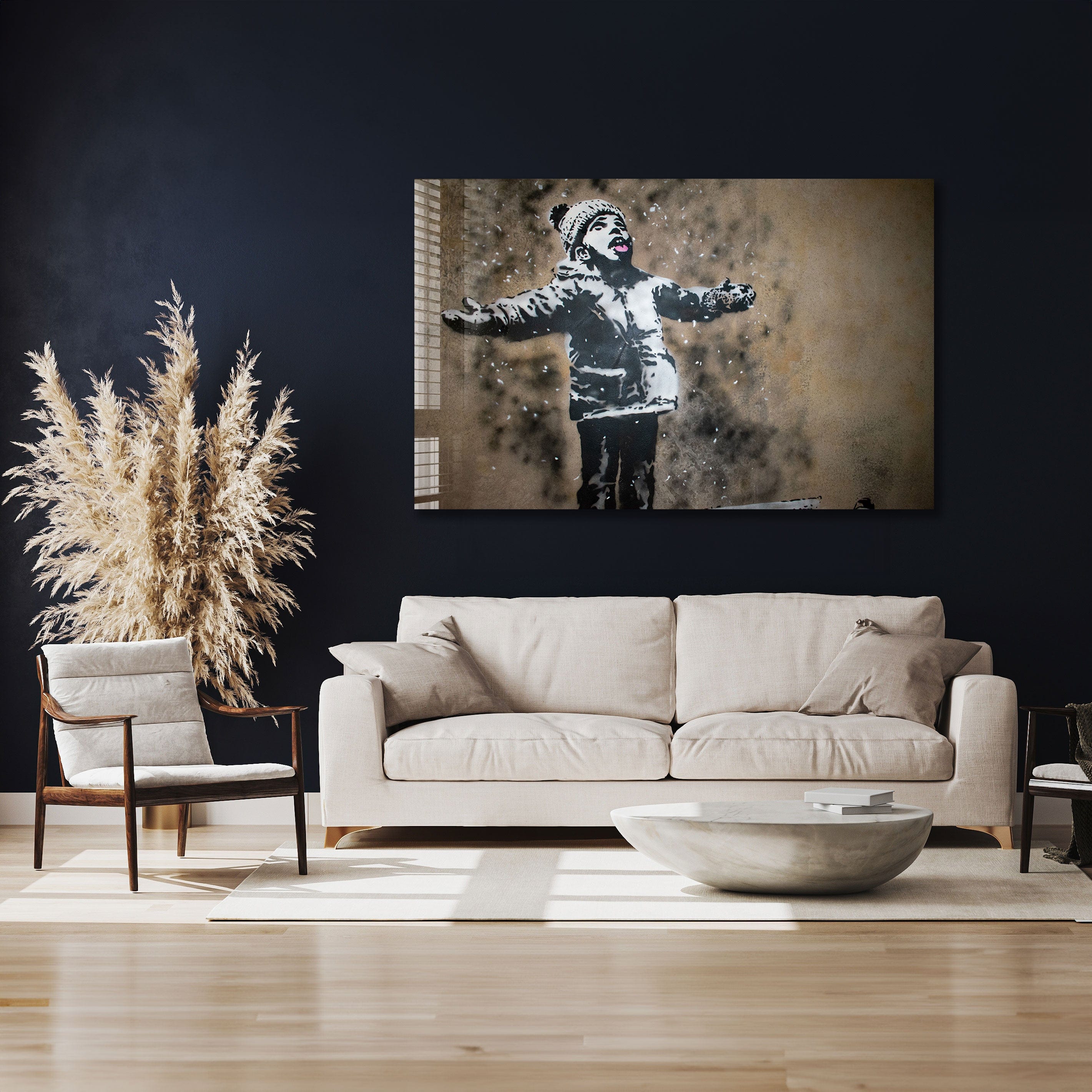 Artronauts Glass Print Season's Greetings - Banksy