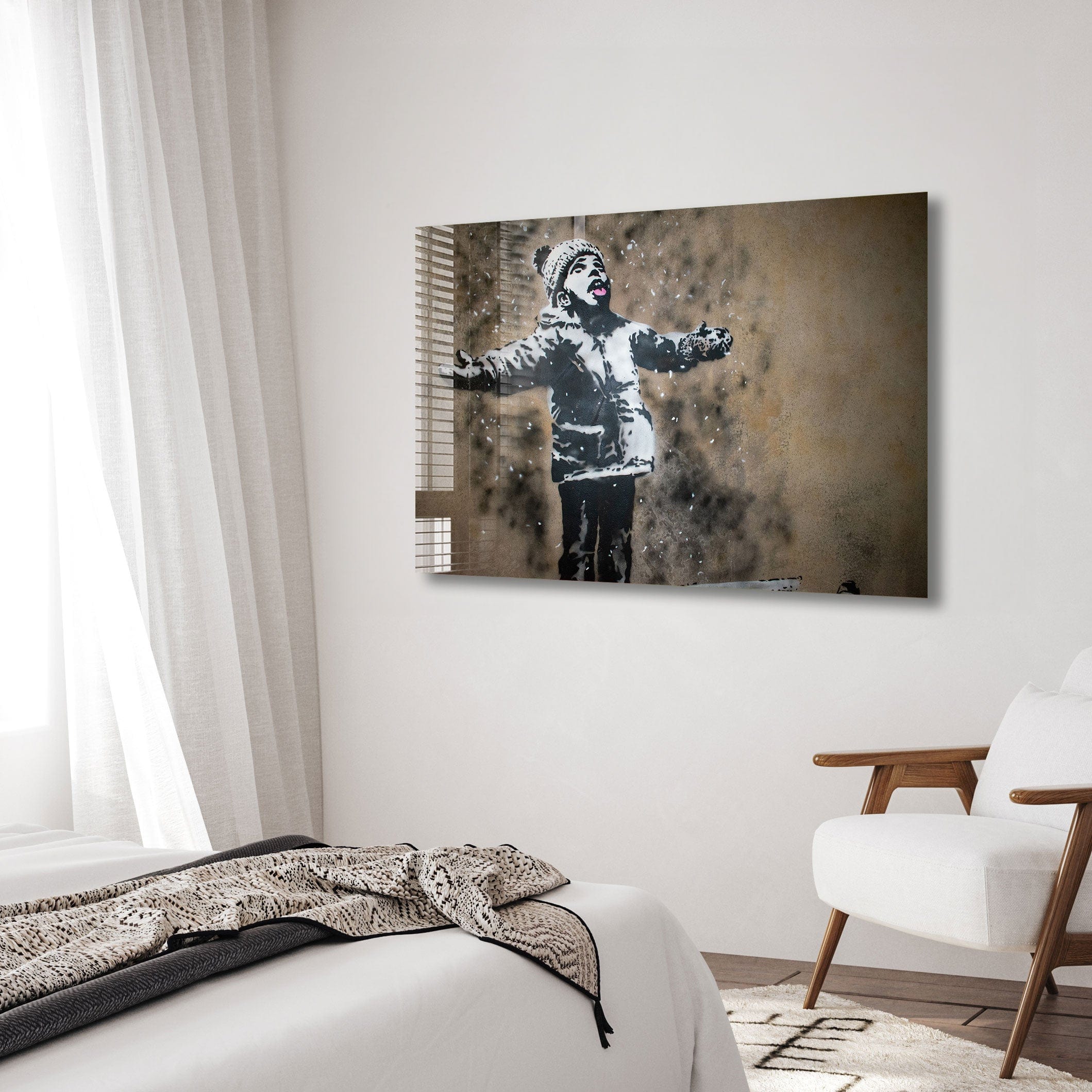 Artronauts Glass Print Season's Greetings - Banksy