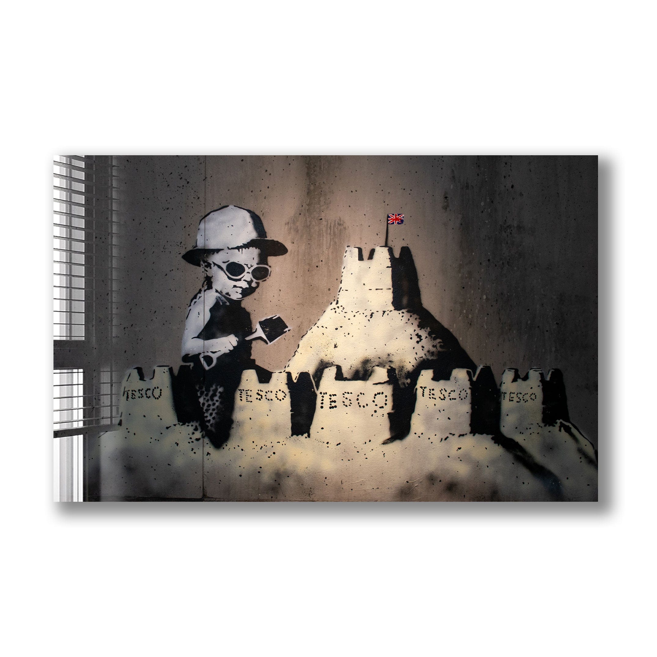 Artronauts Glass Print Tesco Sandcastles - Banksy