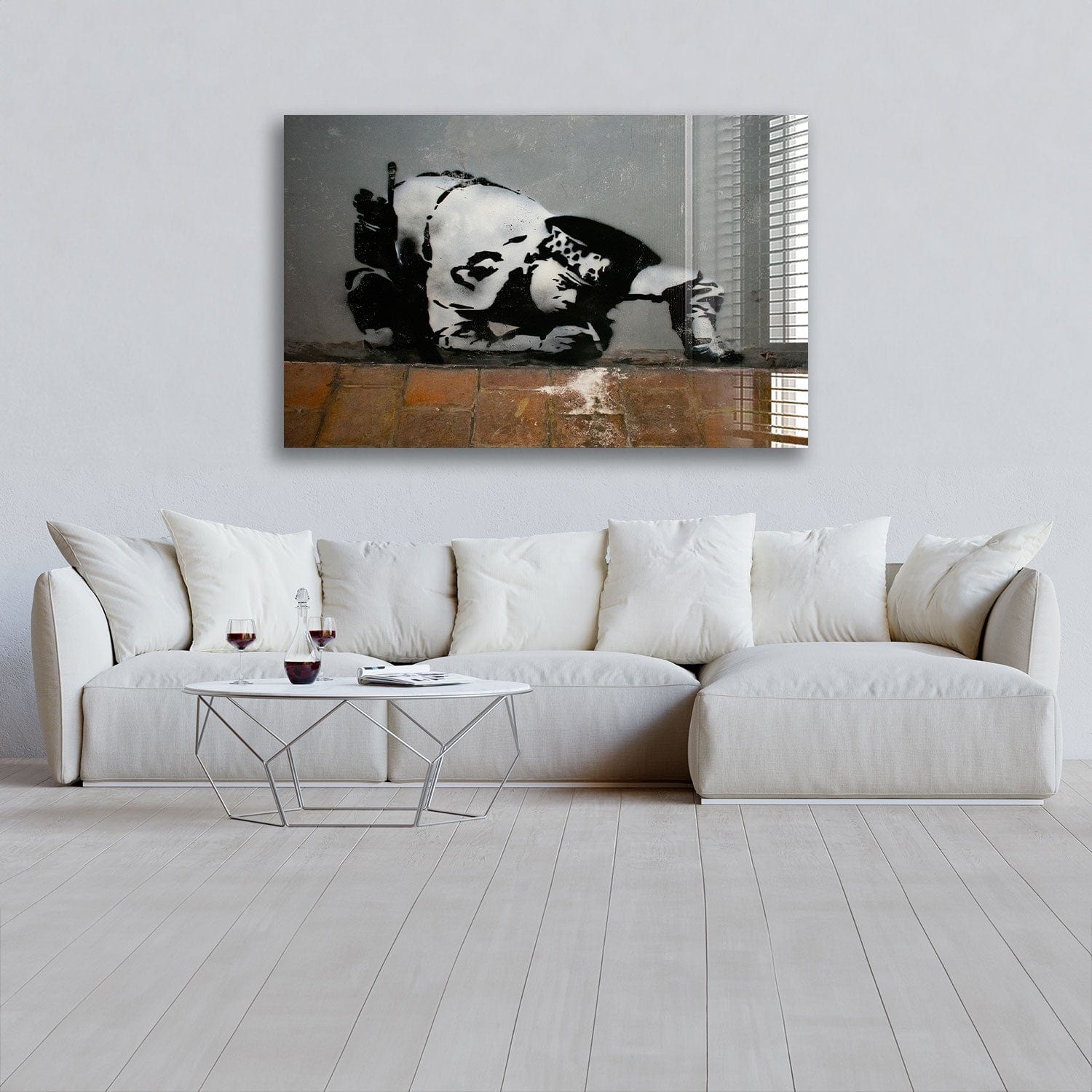 Artronauts Glass Print Snorting Copper - Banksy