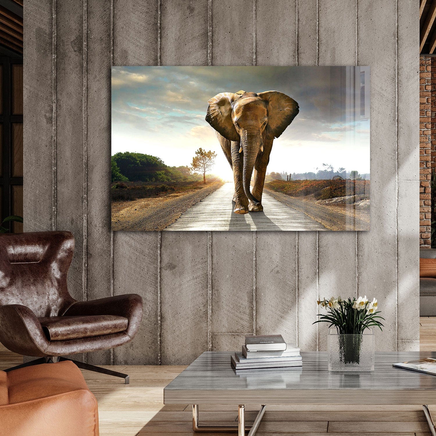Artronauts Glass Print Lonely Elephant