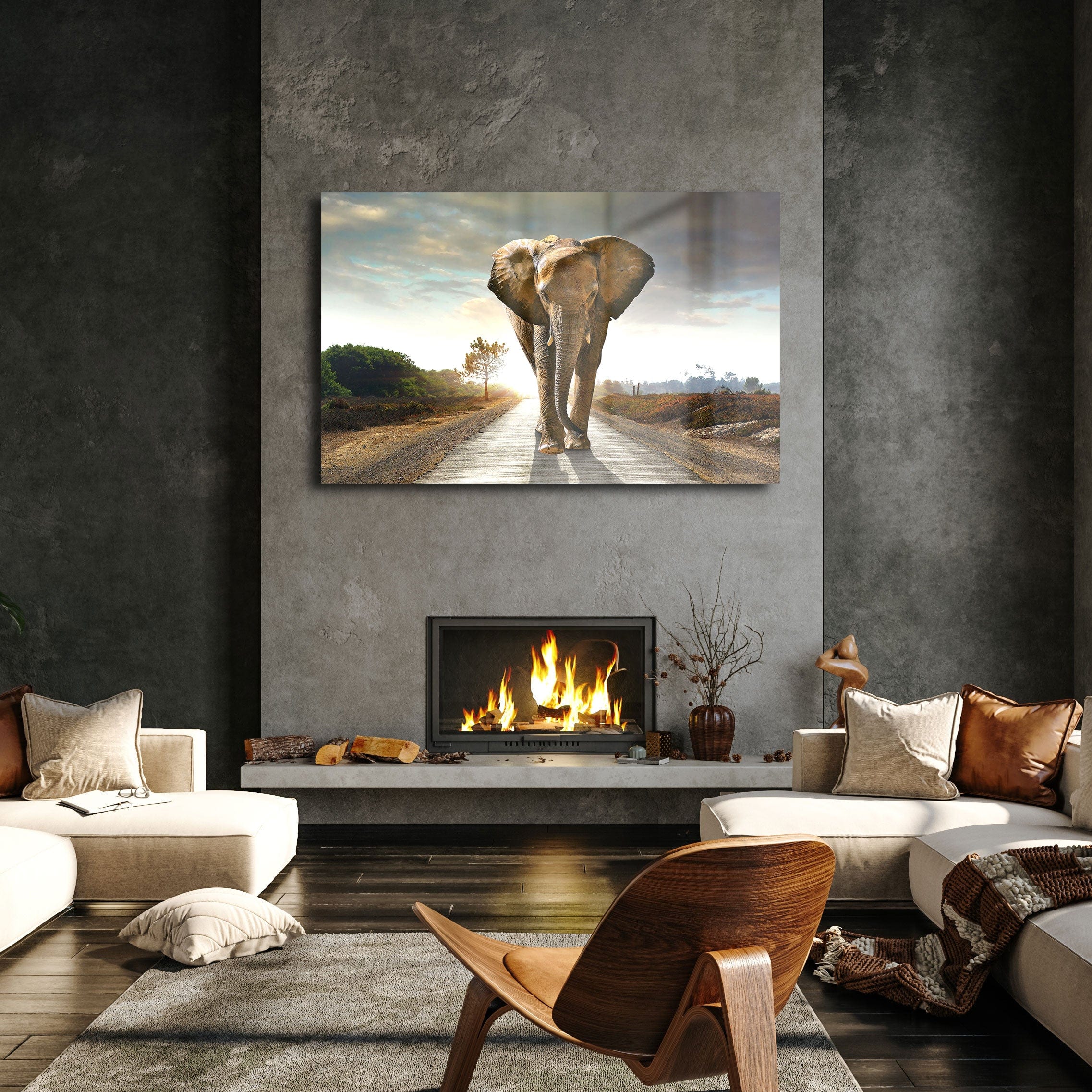 Artronauts Glass Print Lonely Elephant