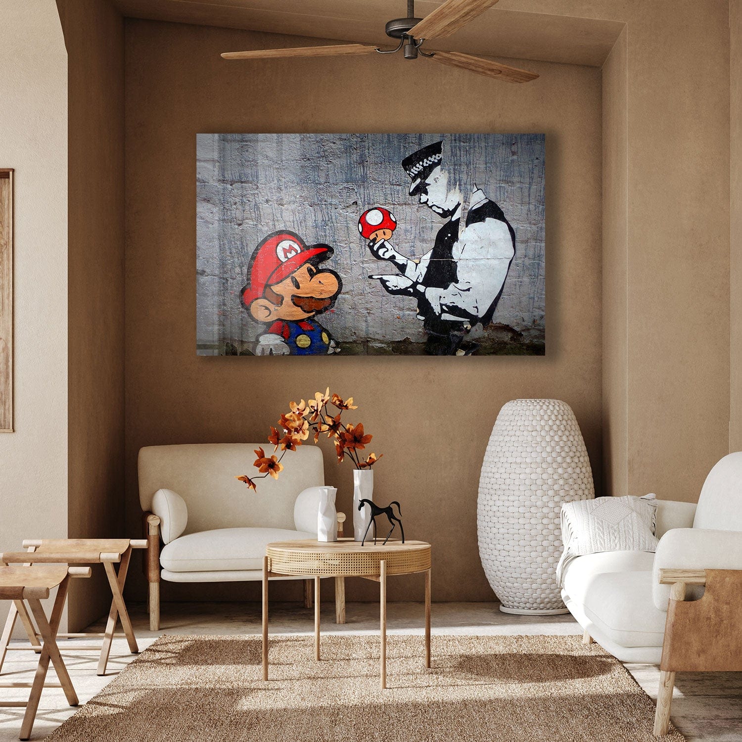 Artronauts Glass Print Super Mario - Banksy