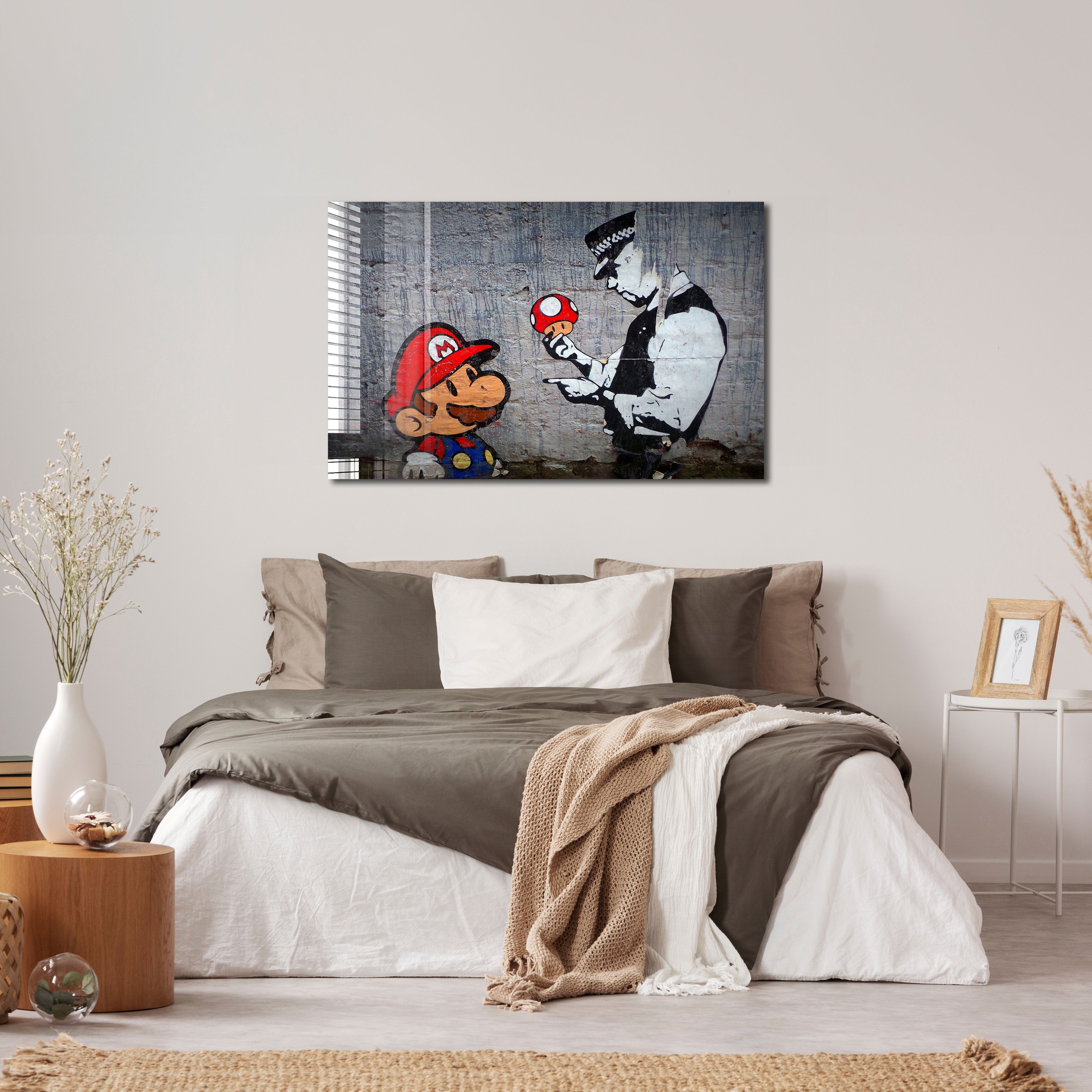Artronauts Glass Print Super Mario - Banksy