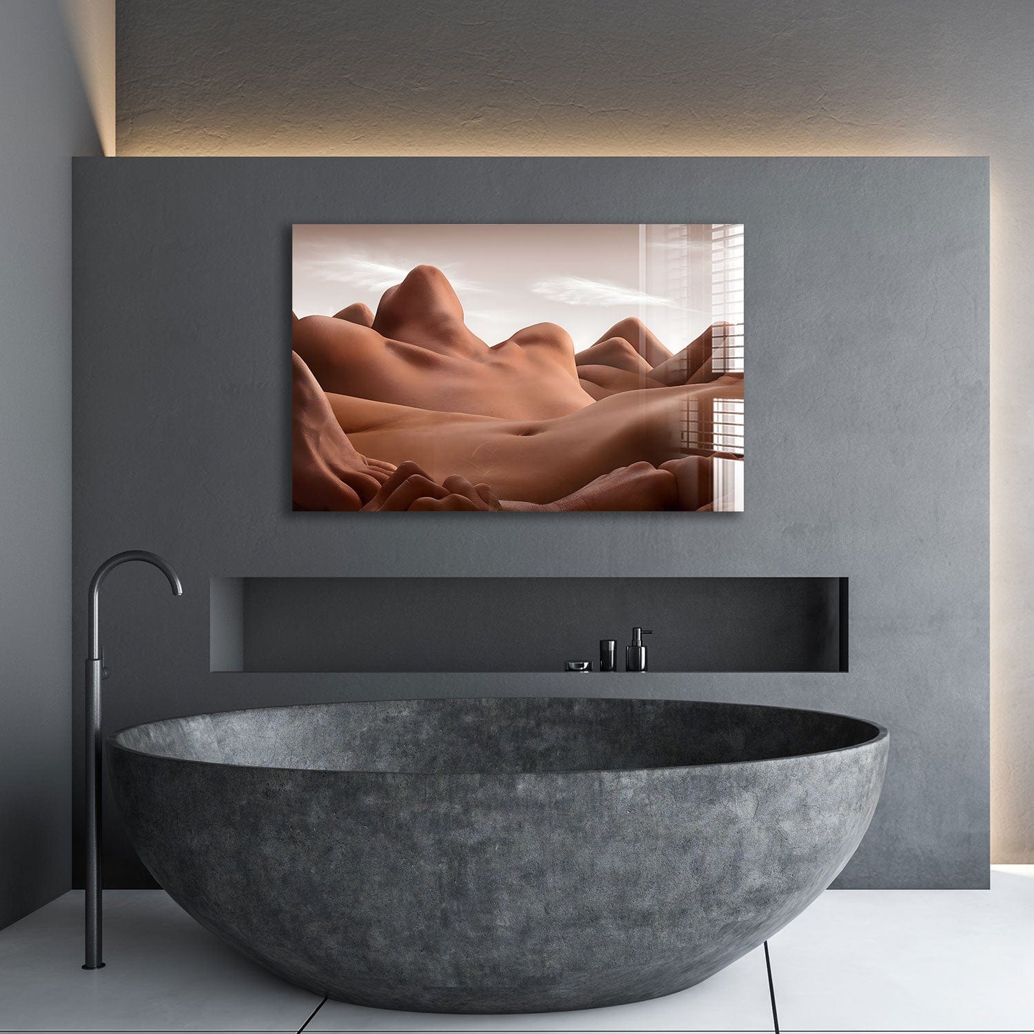 Artronauts Glass Print Valley of The Reclining Woman