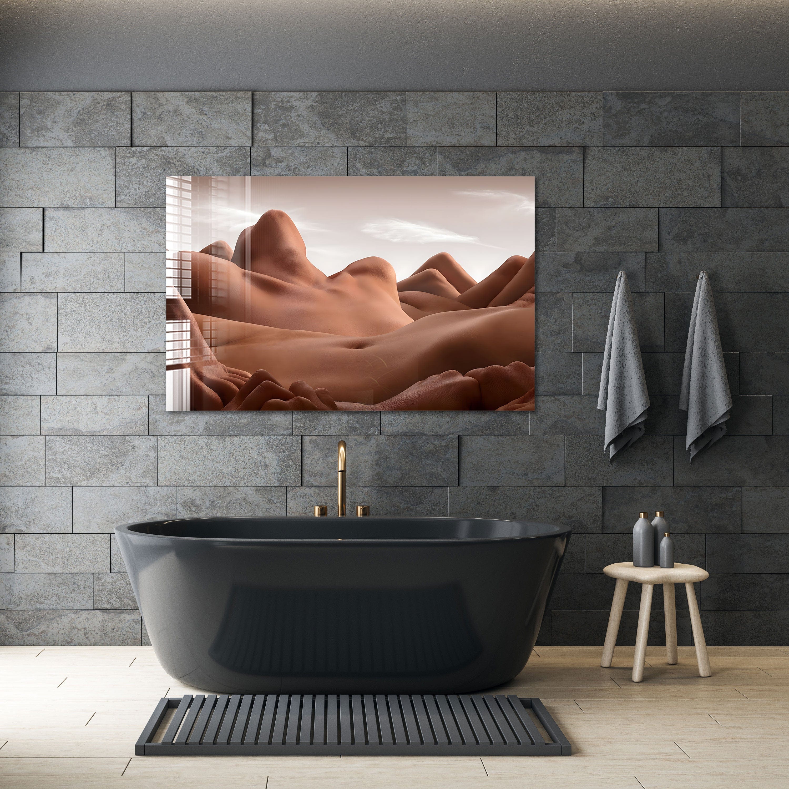 Artronauts Glass Print Valley of The Reclining Woman