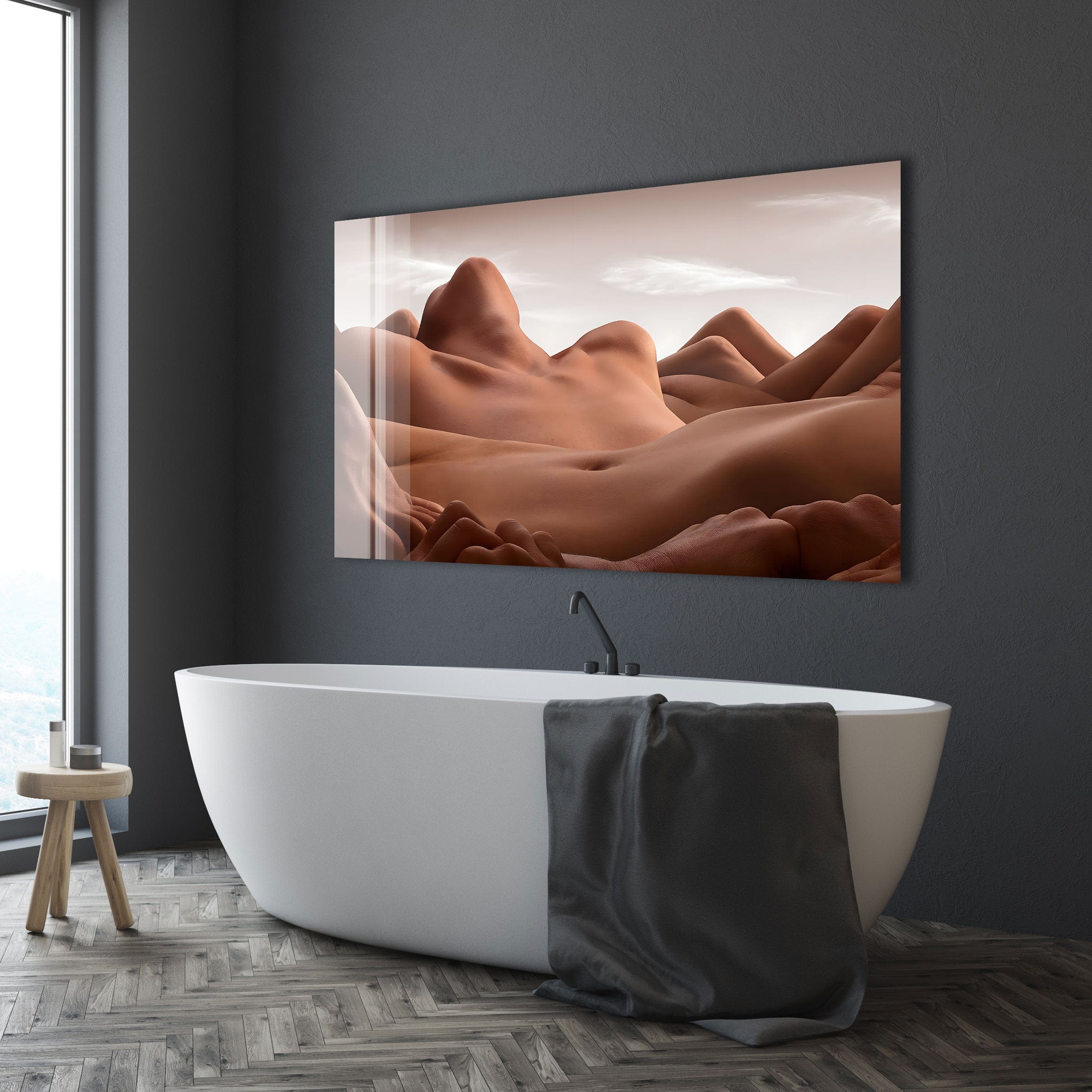 Artronauts Glass Print Valley of The Reclining Woman