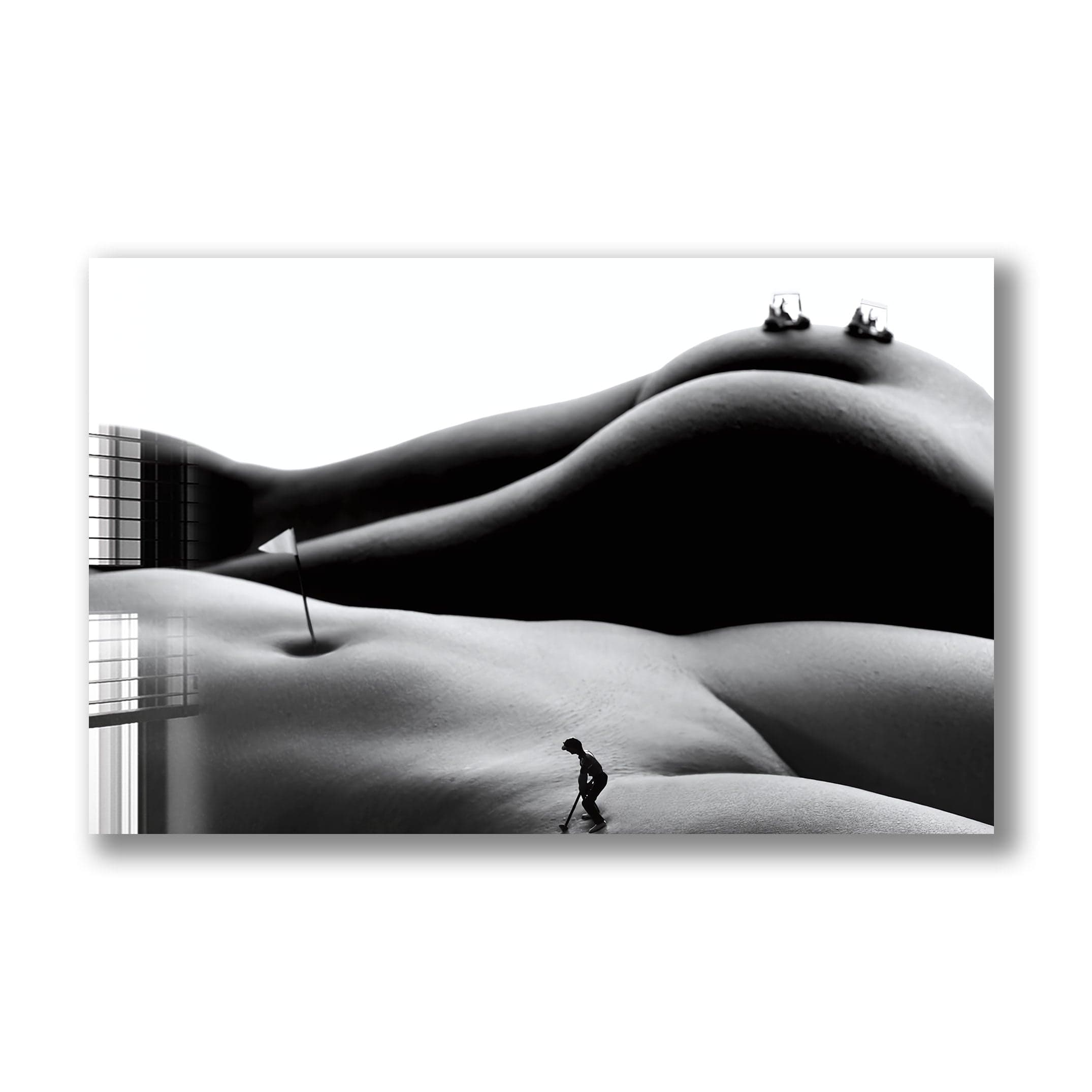 Artronauts Glass Print Golfing on The Body