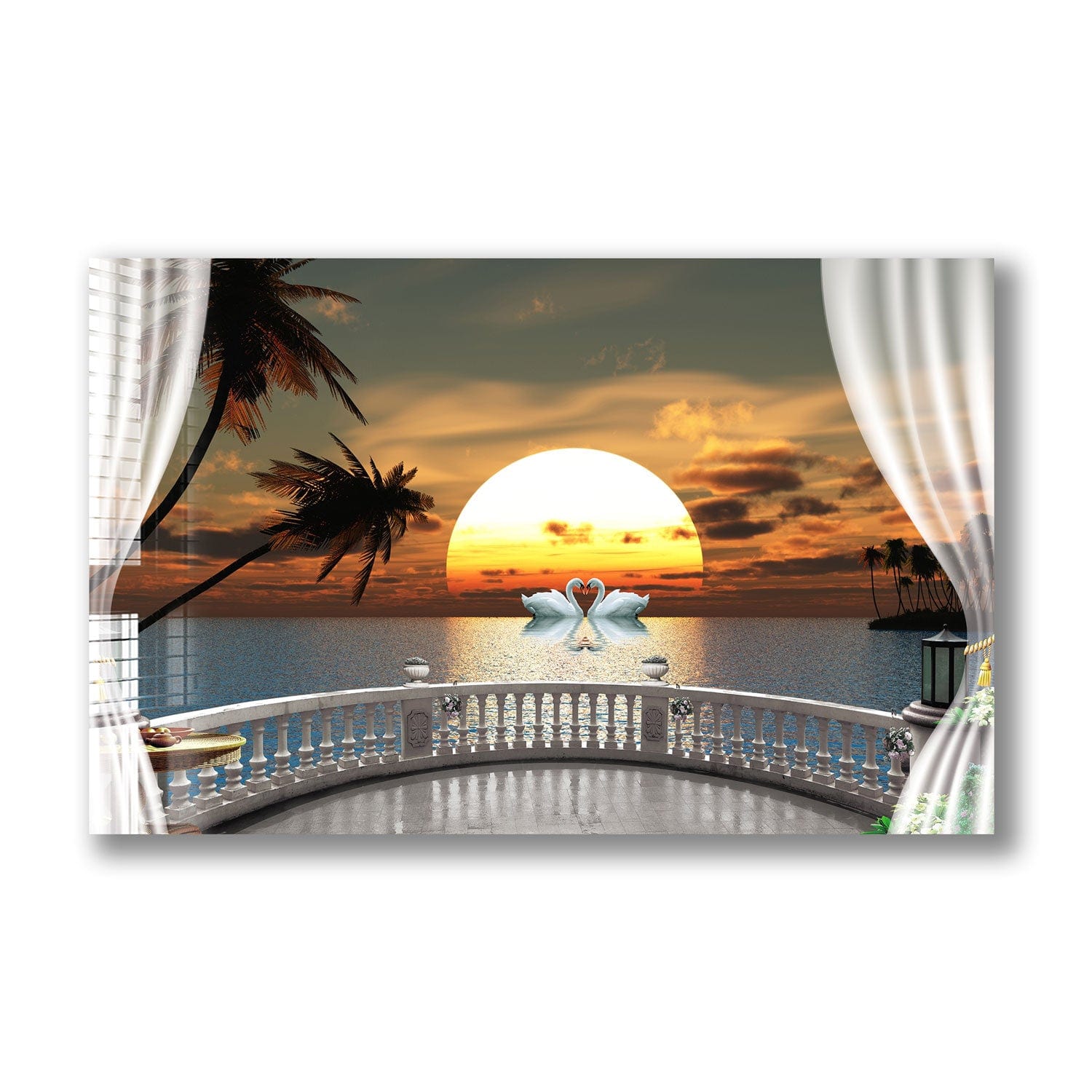 Artronauts Glass Print Sunset in Balcony