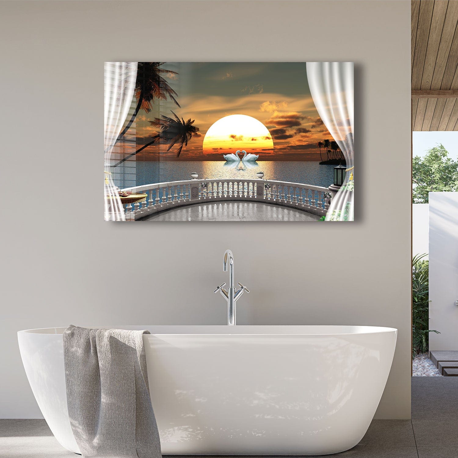 Artronauts Glass Print Sunset in Balcony